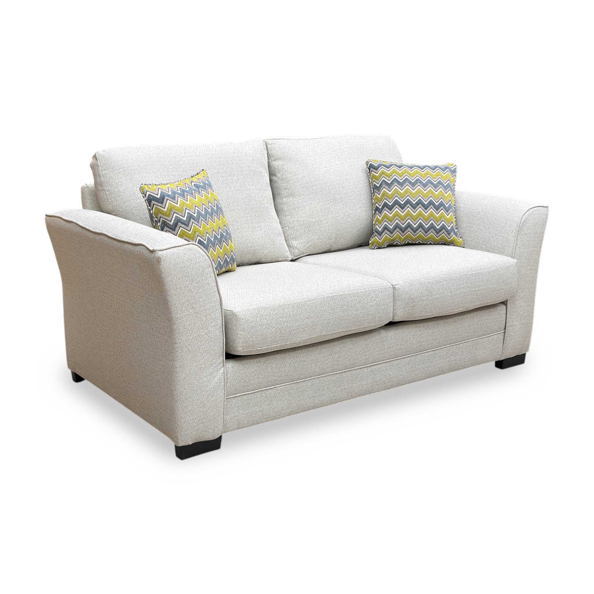 ‘Albany’ Cream Woven Fabric 2 Seater Sofa Bed - Image 7