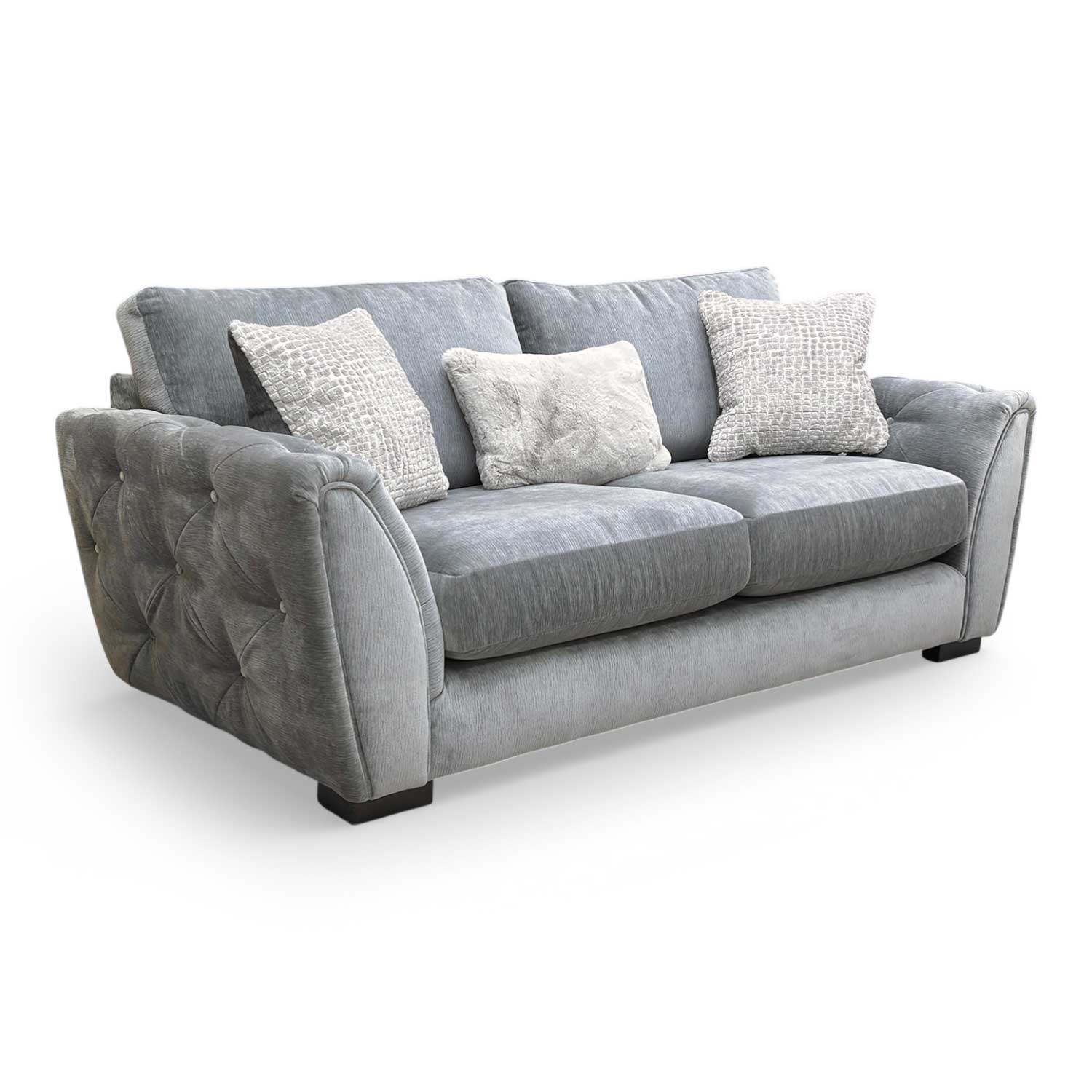 'Aphrodite' California Dolphin Grey Dw Ft Fabric 3 Seater Sofa
