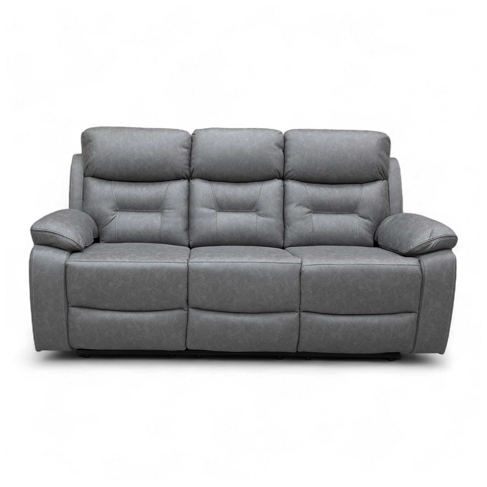 ‘Beaumont’ Grey Endurance Fabric Manual Recliner High Back 3 Seater Sofa - Image 4