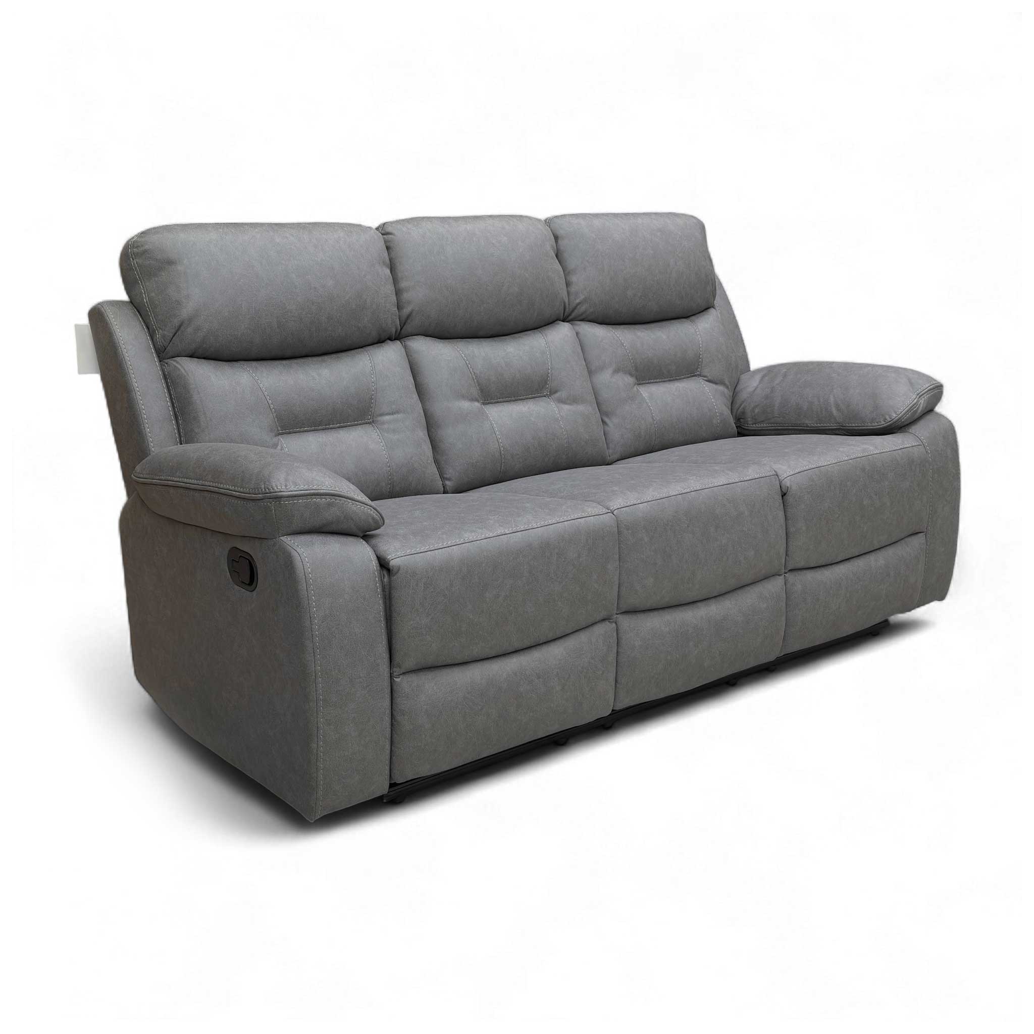 ‘Beaumont’ Grey Endurance Fabric Manual Recliner High Back 3 Seater Sofa - Image 8