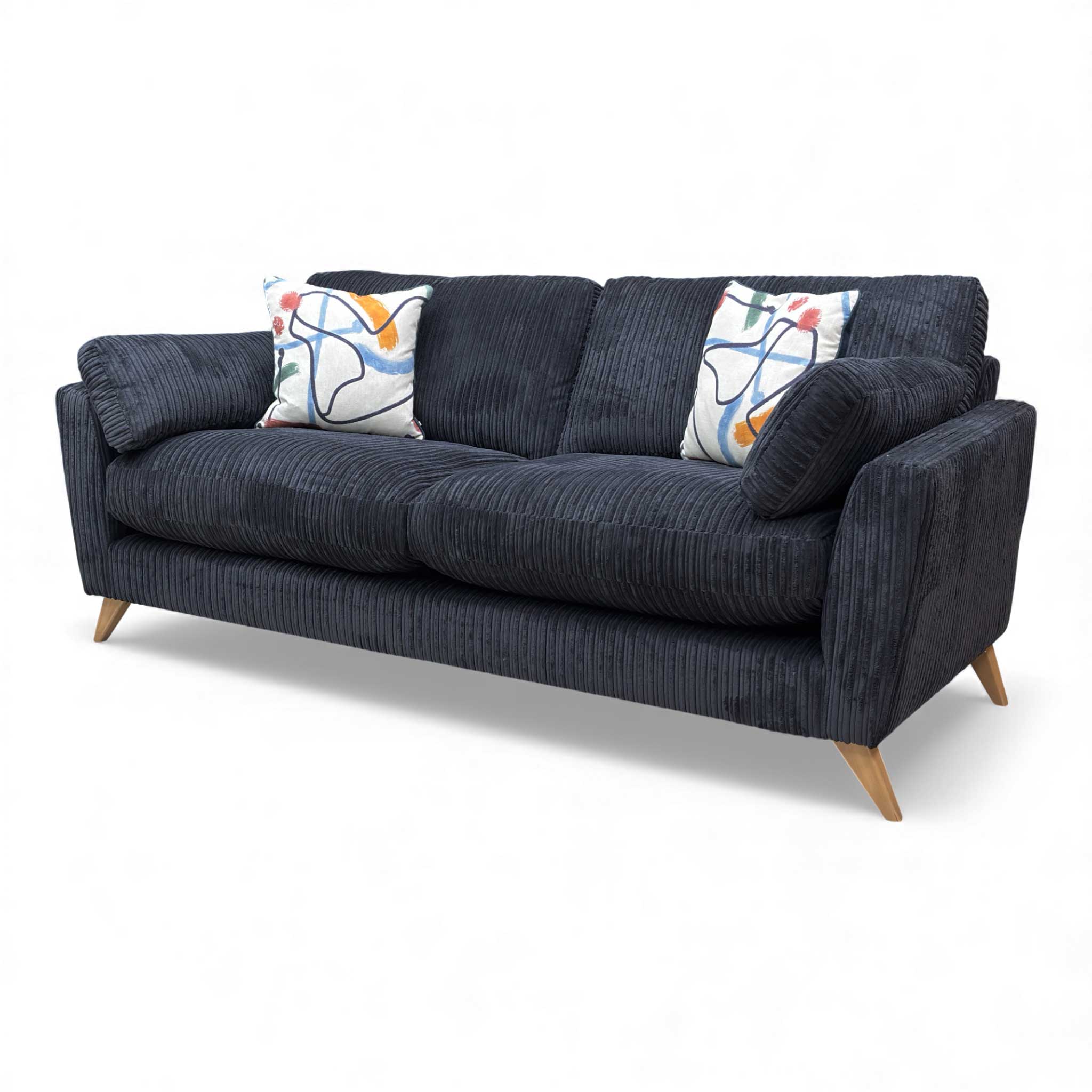 ‘Benji’ Black Marley Jumbo Chord 4 Seater Sofa - Image 6