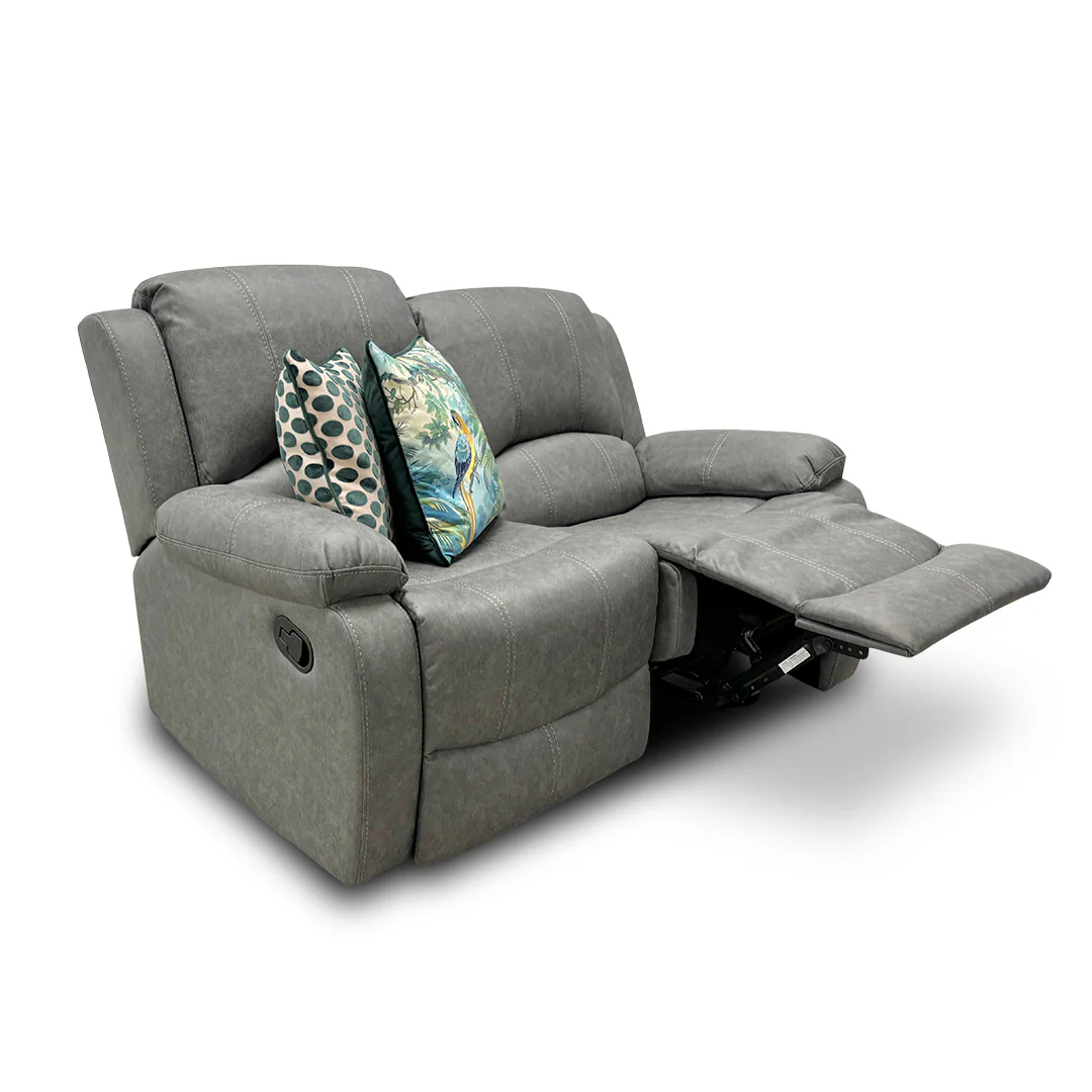'Bennett' Grey Endurance Fabric Manual Recliner 2 Seater Sofa