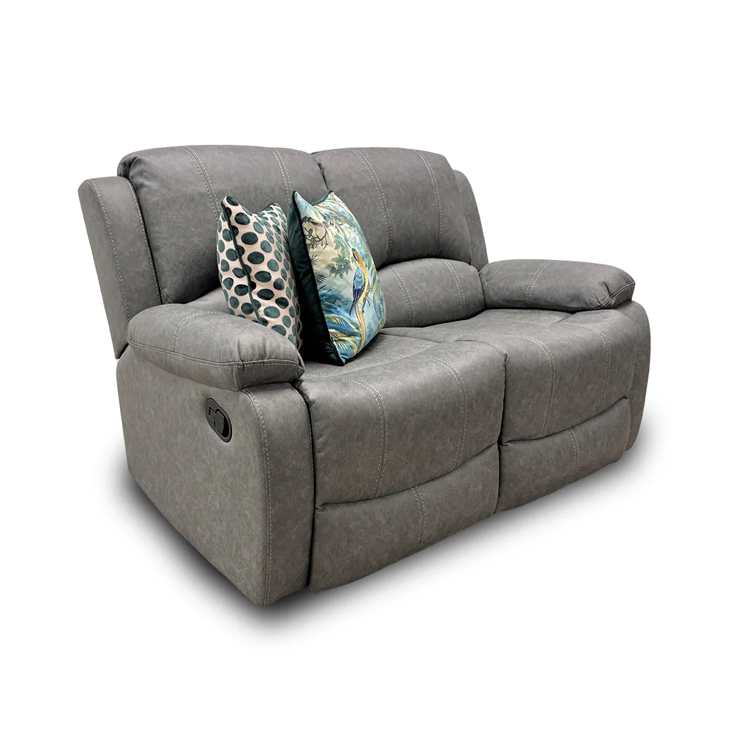 ‘Bennett’ Grey Endurance Fabric Manual Recliner 2 Seater Sofa - Image 6