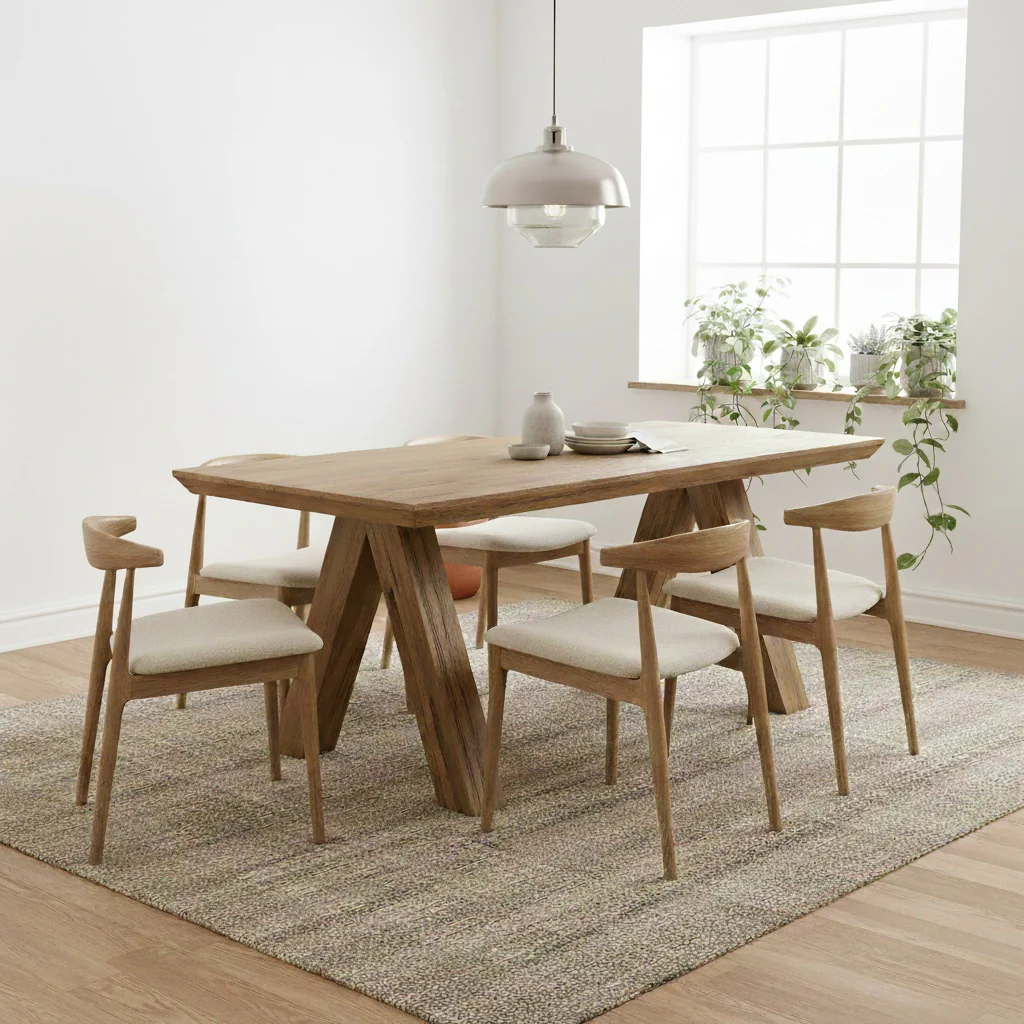 Bodahl 'Loki' 01 Oiled Solid Oak Swiss Top 180cm Table with V-Shaped Legs - Image 2