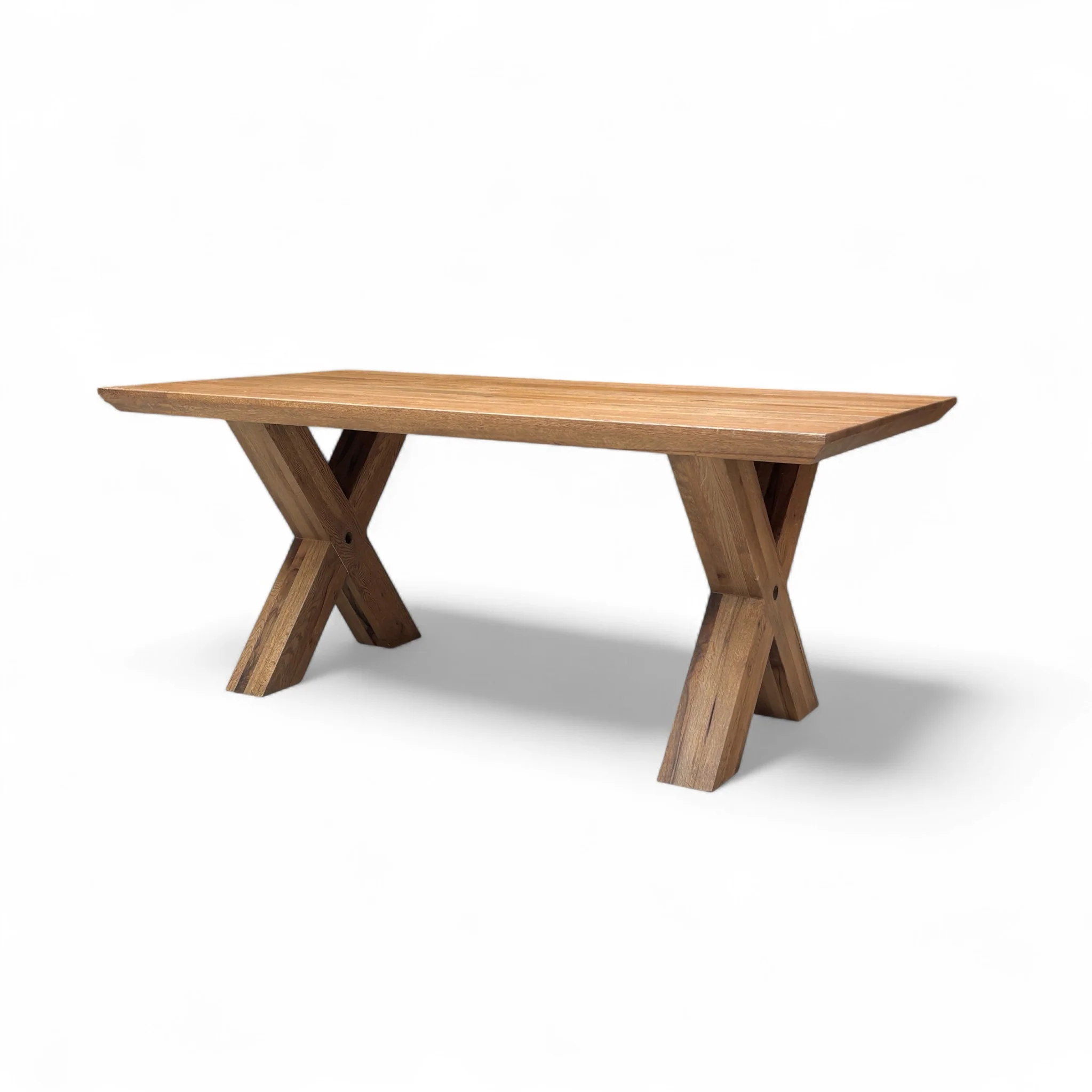 Bodahl ‘Loki’ 04 Desert Solid Oak Swiss Edge 180cm Dining Table with Wooden X-Shaped Legs - Image 6