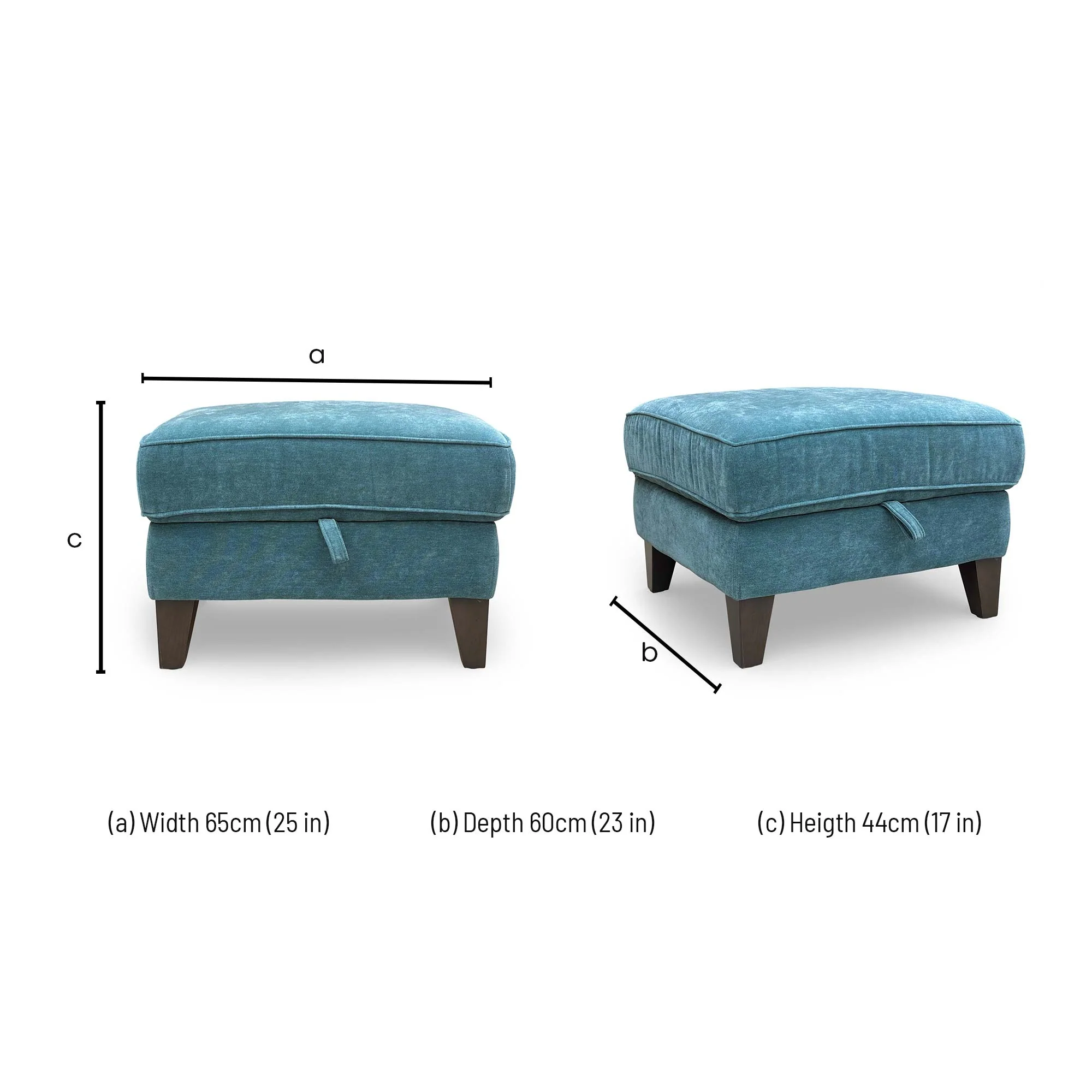 'Brondby' Fab-Can-R340 Peacock Fabric Storage Footstool - Image 9