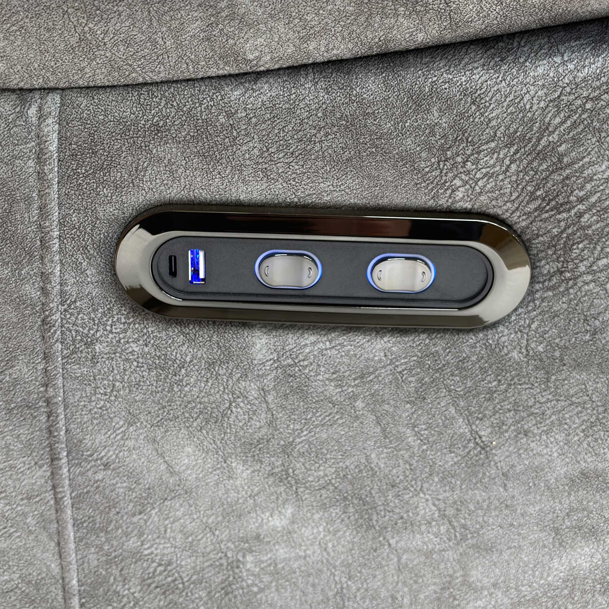 ‘Brystol’ Dapple Grey Velvet 3 Seater Power Recliner Sofa with Drop Down Cup Holder - Image 8
