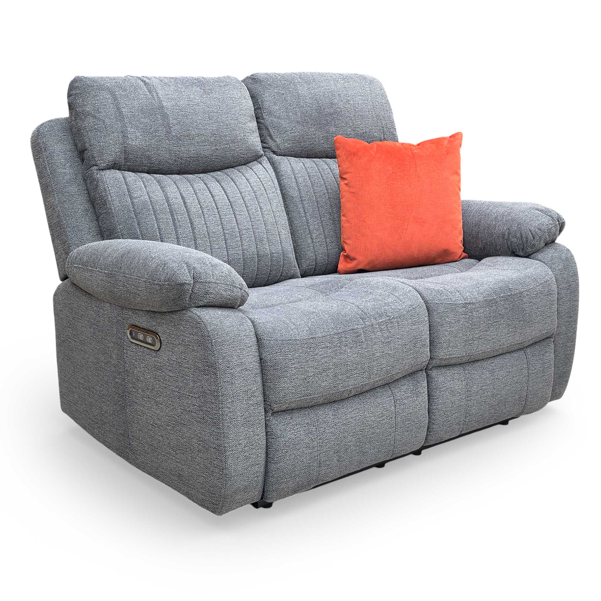 'Brystol' Dark Grey Woven Fabric 2 Seater Power Recliner Sofa - Image 7