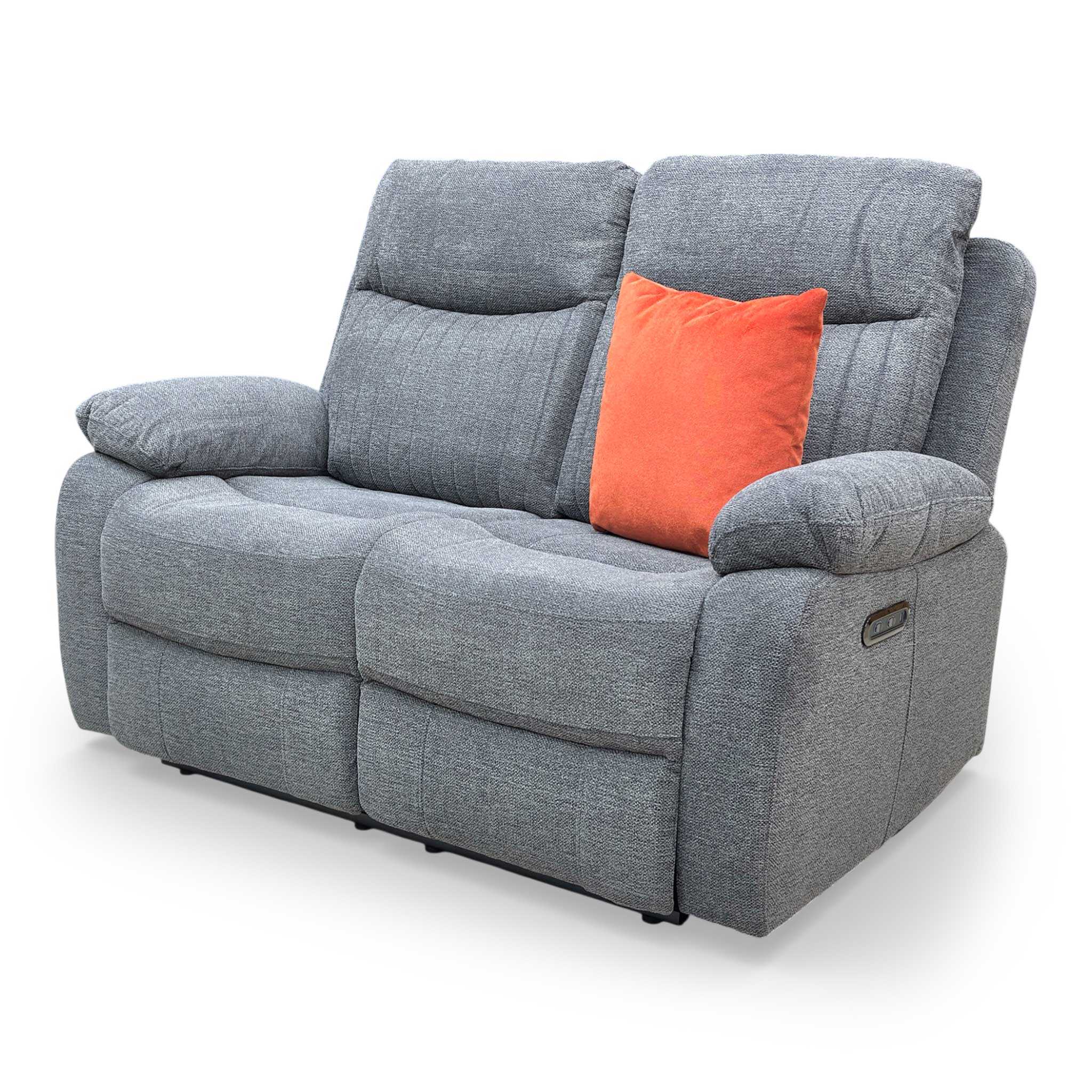 'Brystol' Dark Grey Woven Fabric 2 Seater Power Recliner Sofa - Image 9
