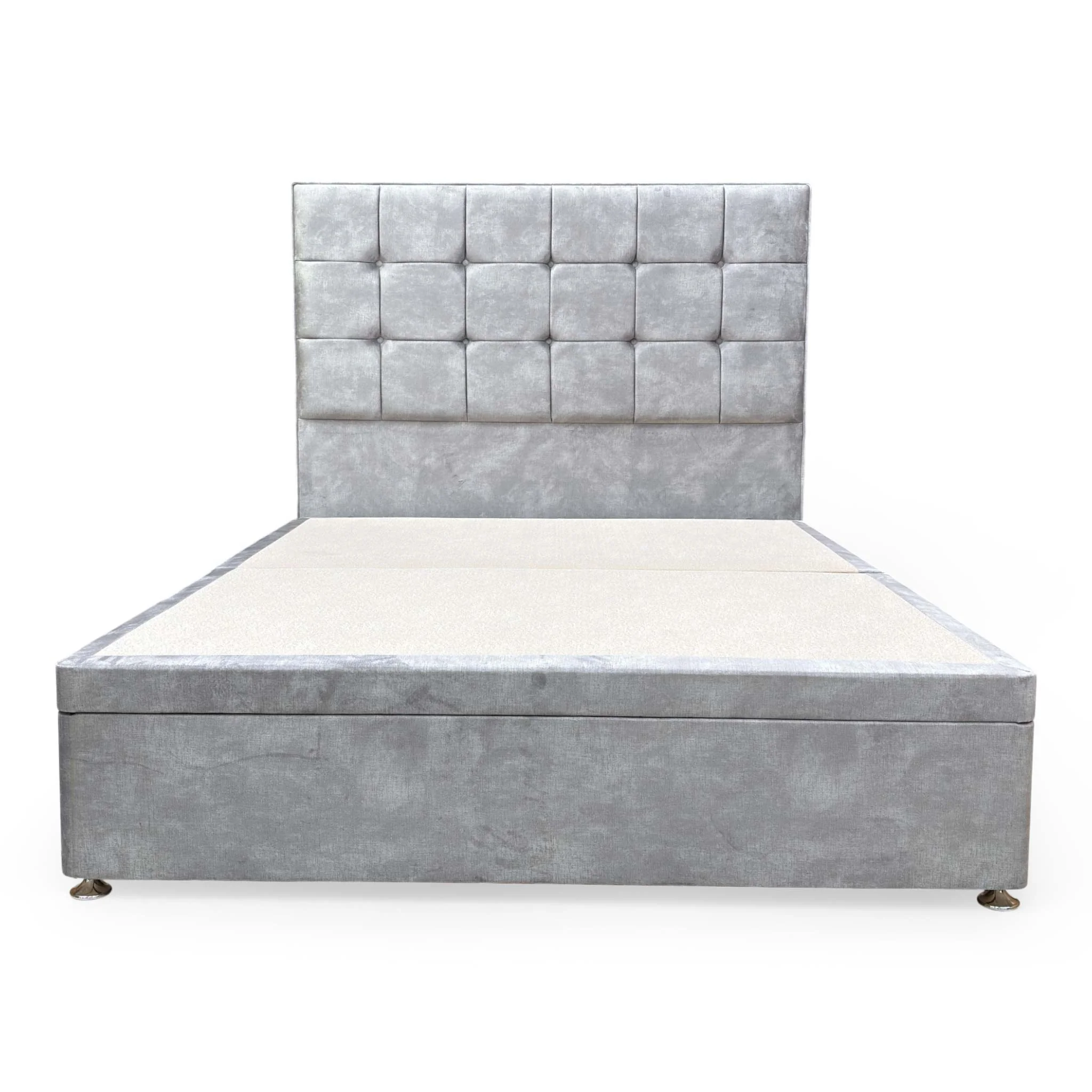 ‘Capricorn’ Lace Dolphin Velvet Floor Standing Headboard + Double Side Lift Ottoman Base - King - Image 5