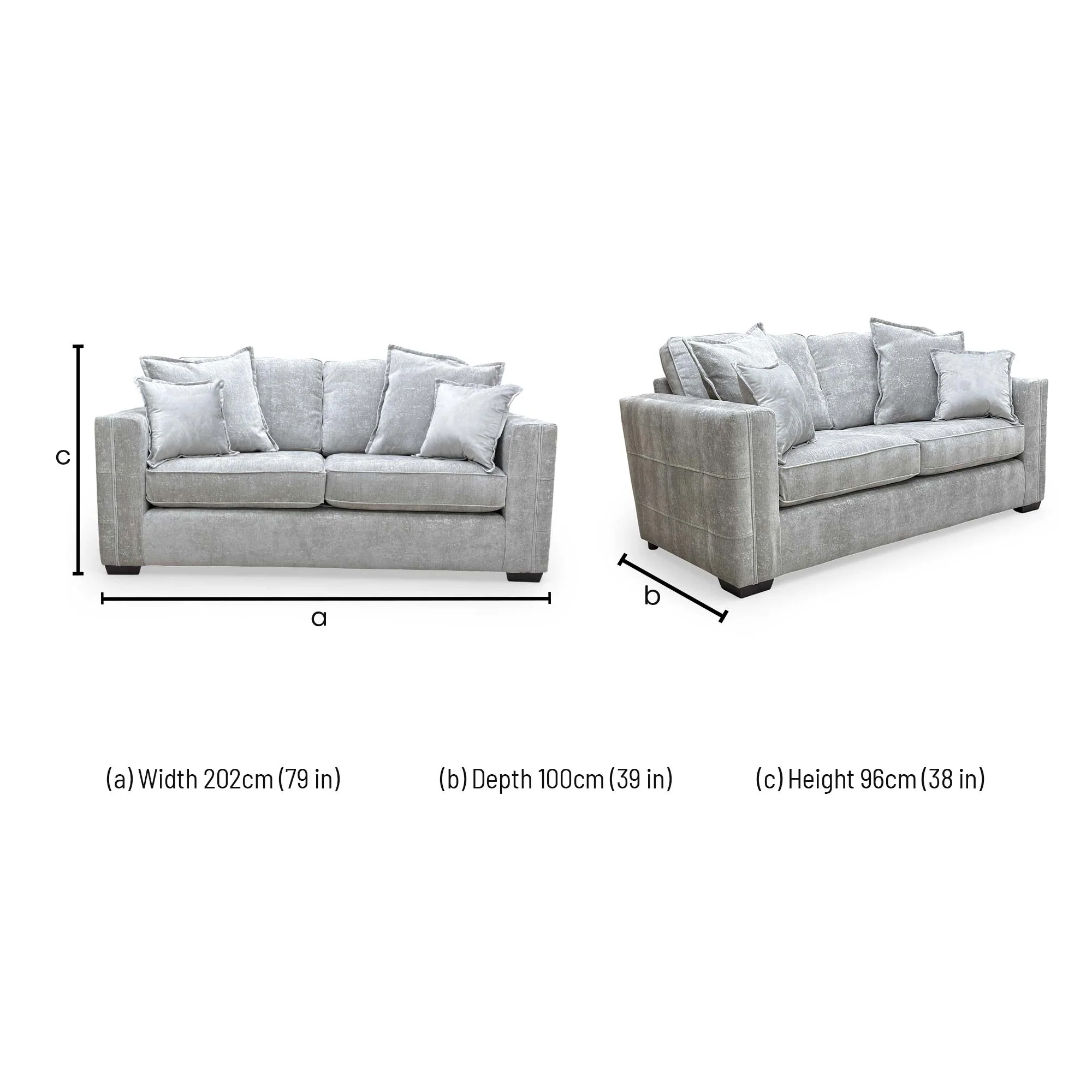 'Chelsea' Meridian Truffle Soft Weave Fabric Formal Back 3 Seater Sofa - Image 7