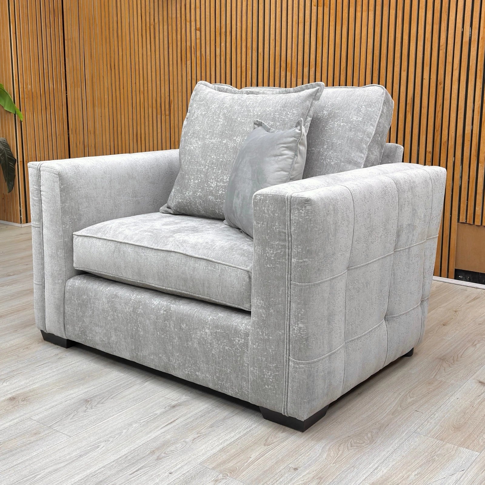 'Chelsea' Meridian Truffle Soft Weave Fabric Formal Cuddler Chair - Image 3