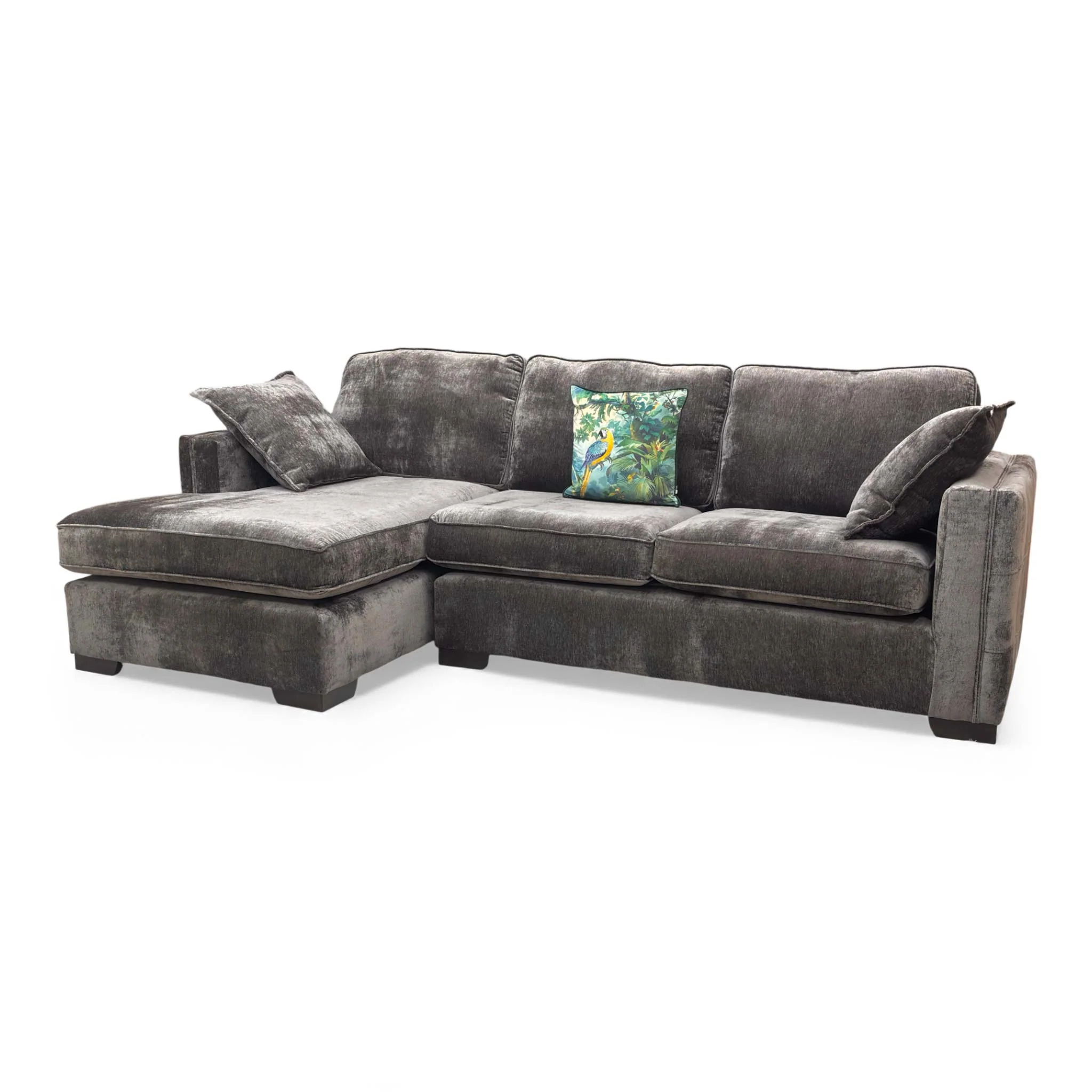 ‘Chelsea’ Moleskin Brown Chenille Fabric Large Left Hand Facing Open End Chaise Corner Sofa