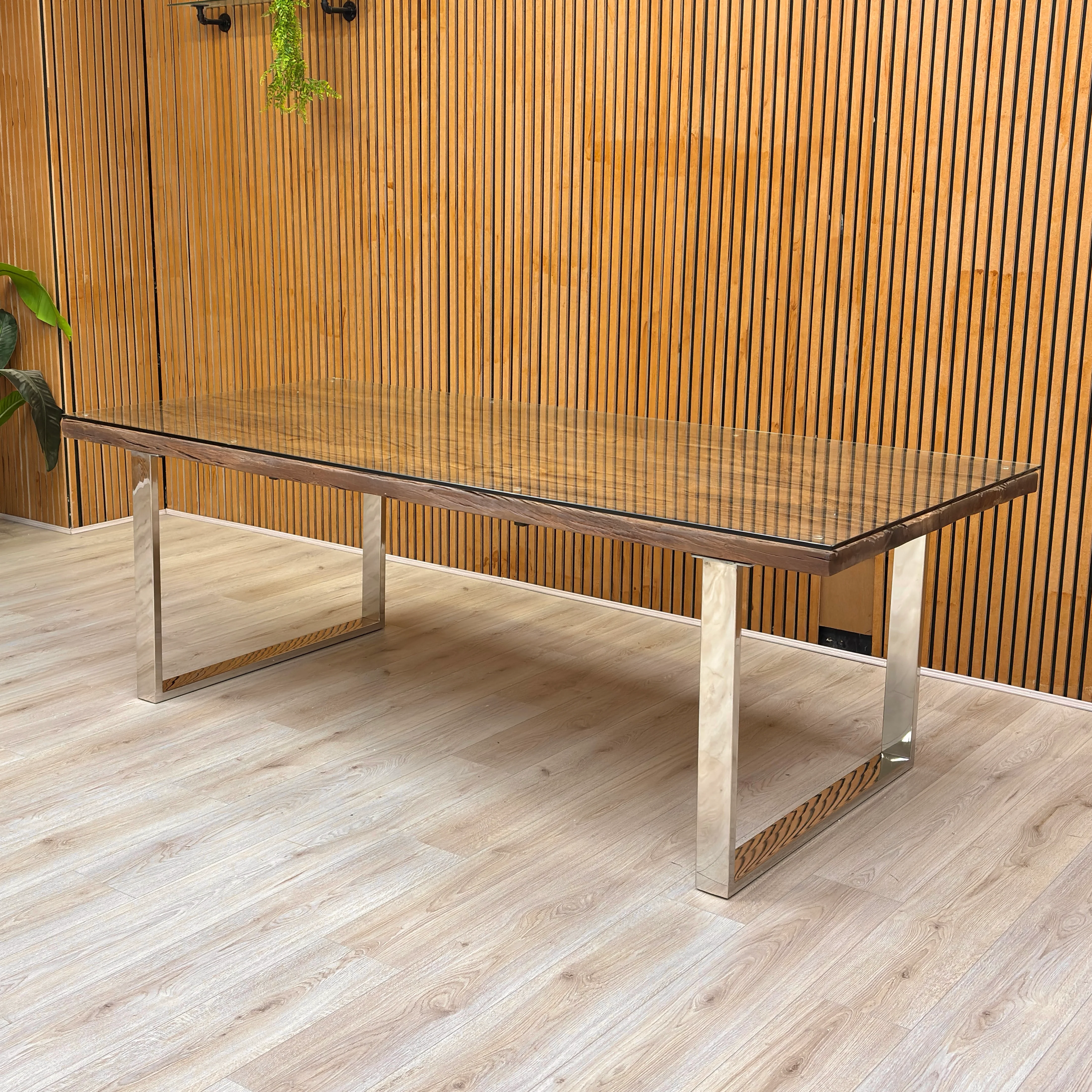 ‘Chennai’ Rustic Wood 220cm Dining Table with U-Shaped Legs - Image 3