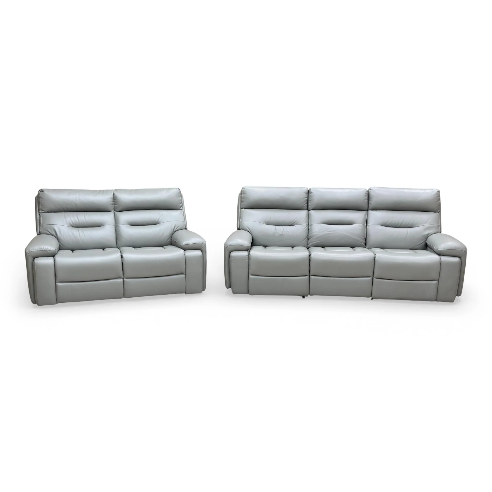 'Cinemax' Natural Ash La-4825 Leather 3 Seater 3 Cushion Media Arms Power Recliner Sofa with Power Headrests + Leather Static 2 Seater Sofa - Image 4