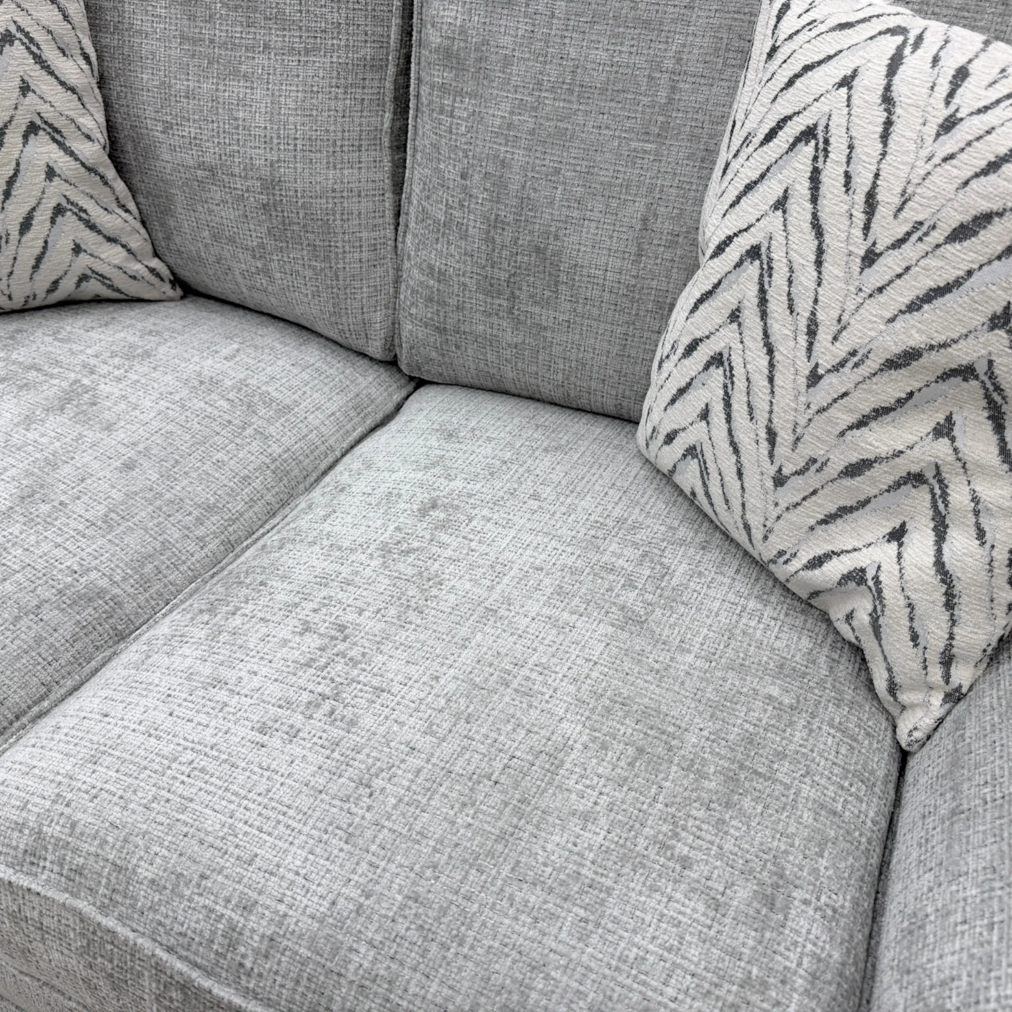 'Clara' Silver Woven Fabric 3 + 2 Seater Sofa Set - Image 5