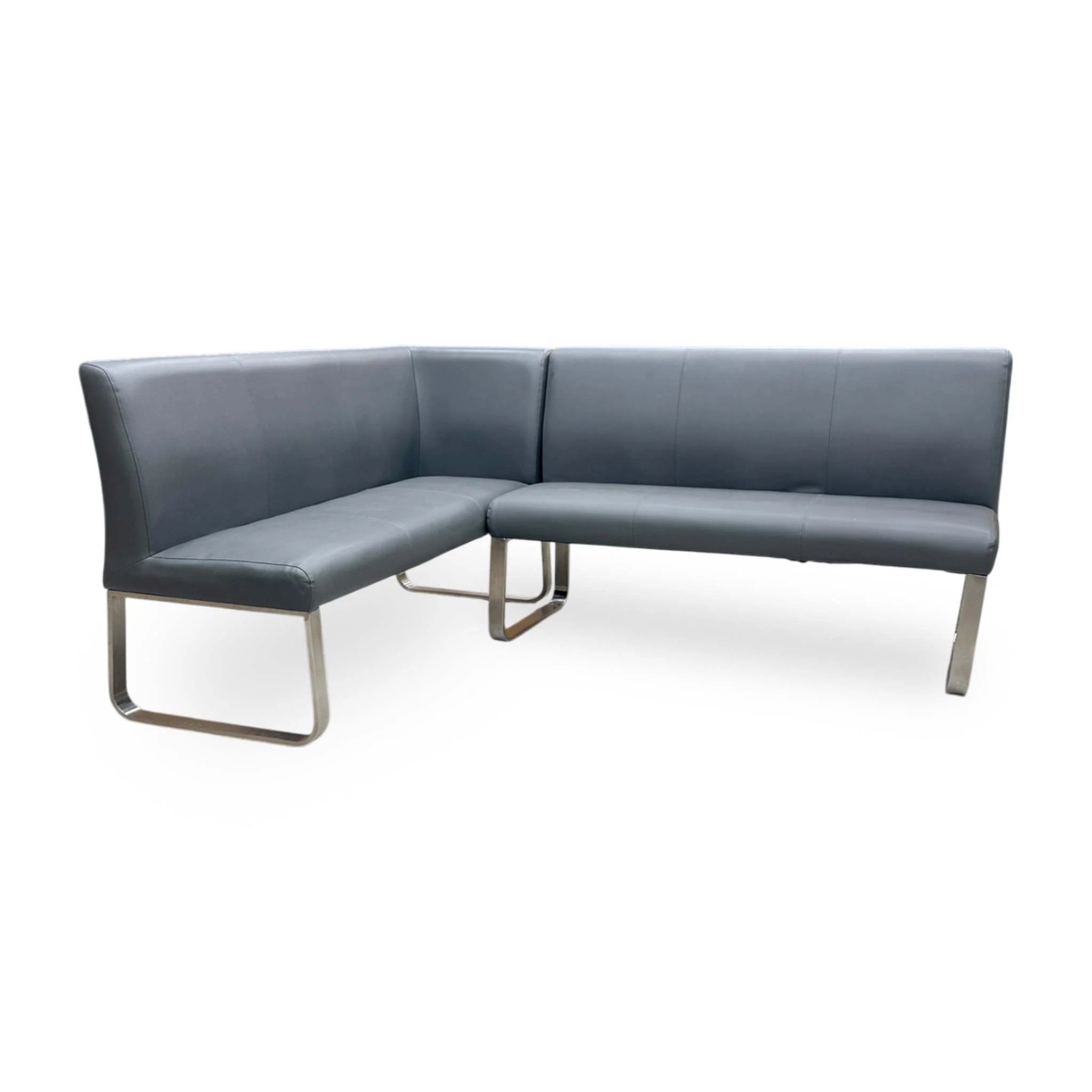 'Cocoon' Grey Faux Leather Left Hand Facing Corner Bench