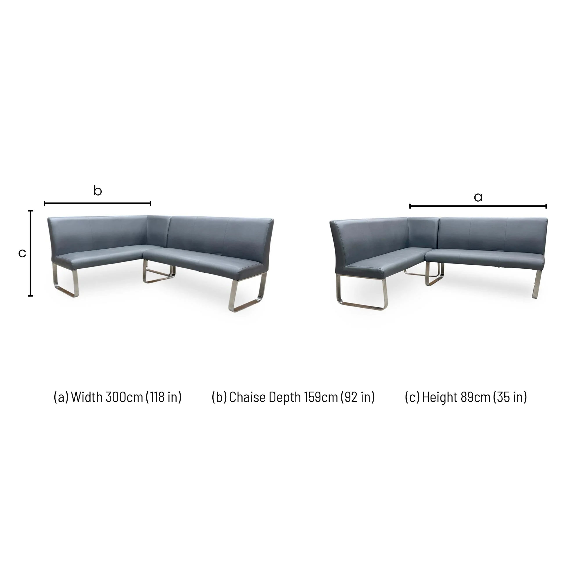 'Cocoon' Grey Faux Leather Left Hand Facing Corner Bench - Image 7