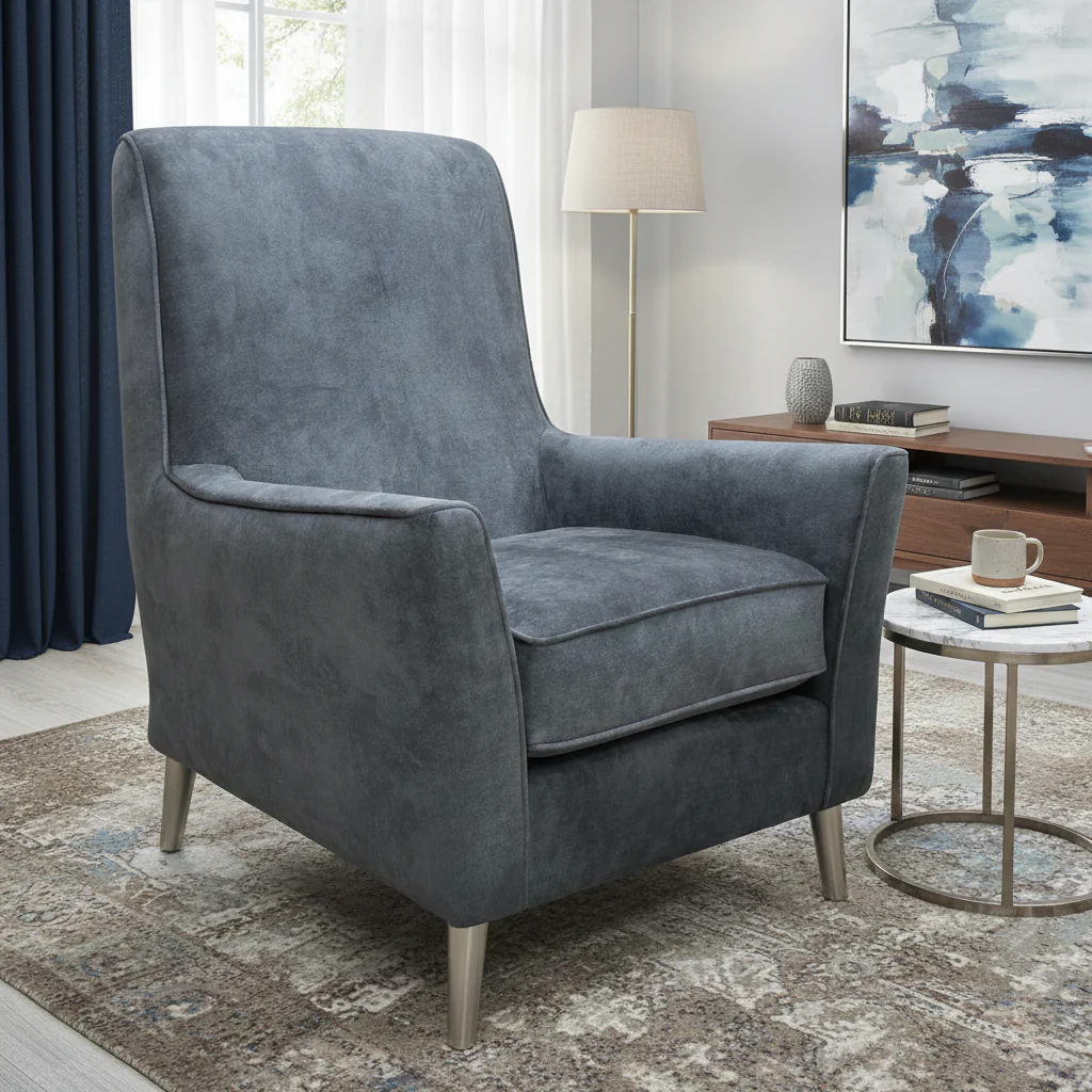‘Collins’ Granite Grey Infinity Velvet Accent Chair - Image 2