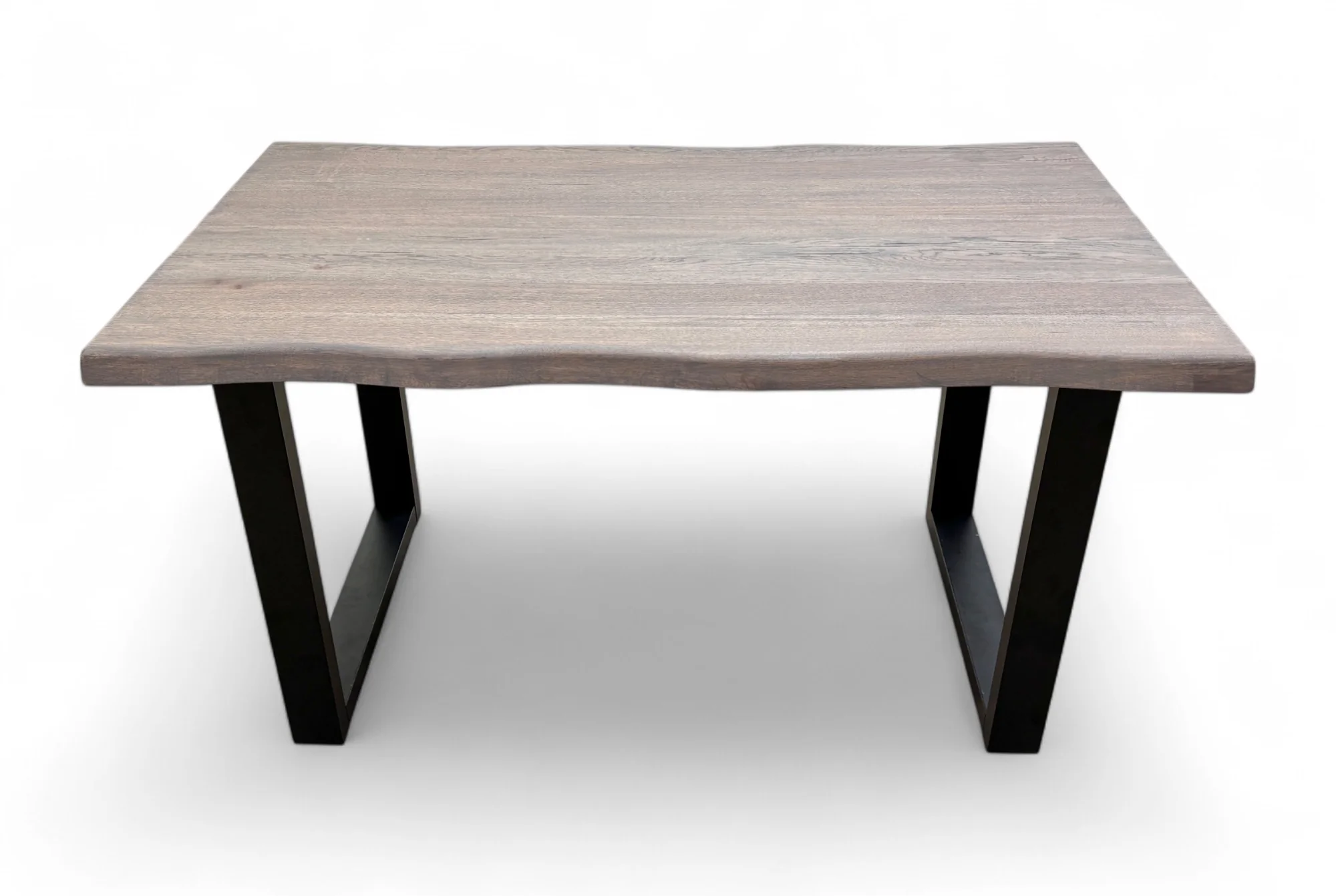 Compact 'Terra' Vintage Grey Oak Raw Edge Dining Table with U-Shaped Legs - Image 3