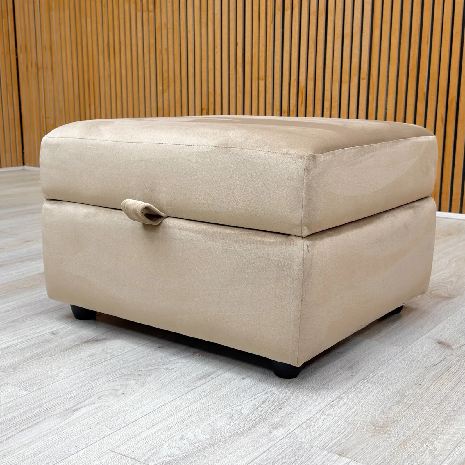 ‘Dawson’ Mink Dawson Velvet Storage Footstool - Image 3