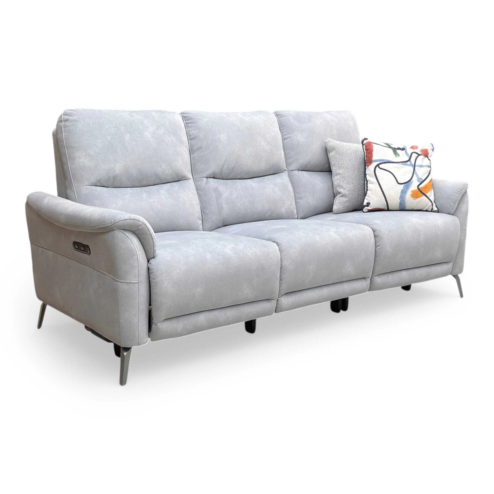 ‘Daytona’ Dexter Smoke Velvet 3 Seater Power Recliner Sofa with Built-in Bluetooth Speaker - Image 7