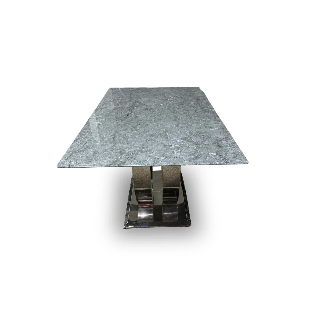 'Donnie’ Grey Real Marble Dining Table - Image 3