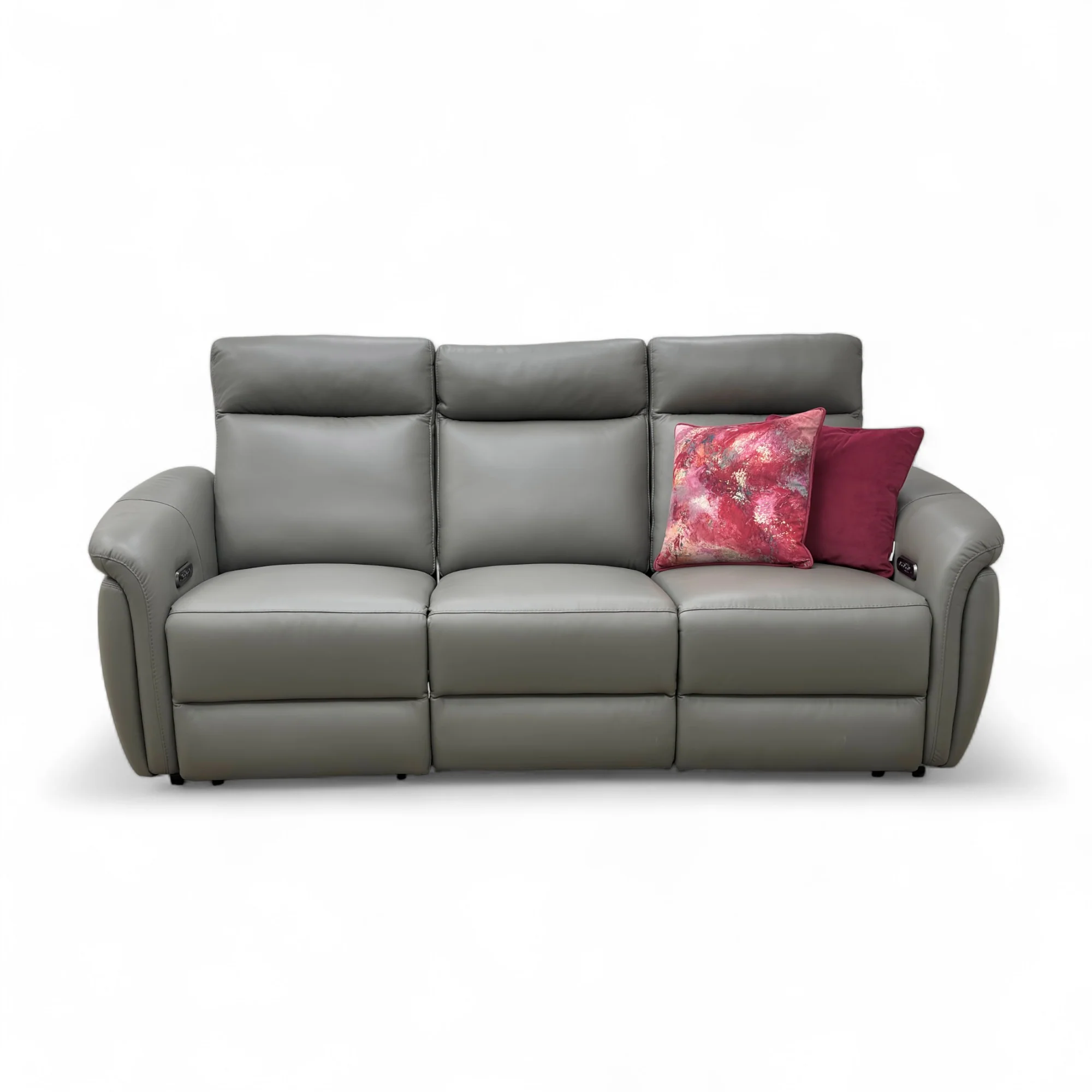 ‘Dublin’ Natural Ash La-4825 Leather 3 Seater Power Recliner with Power Headrest - Image 3