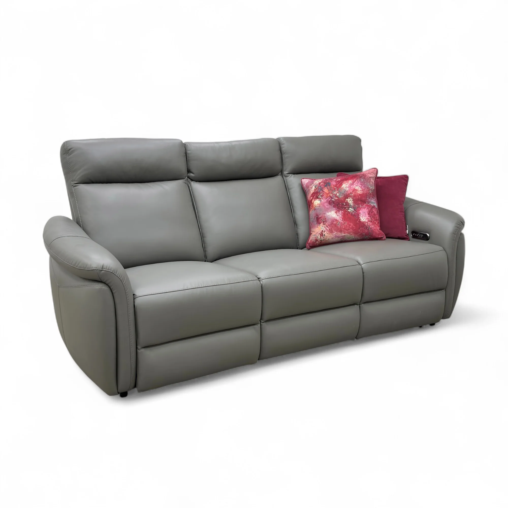 ‘Dublin’ Natural Ash La-4825 Leather 3 Seater Power Recliner with Power Headrest - Image 6