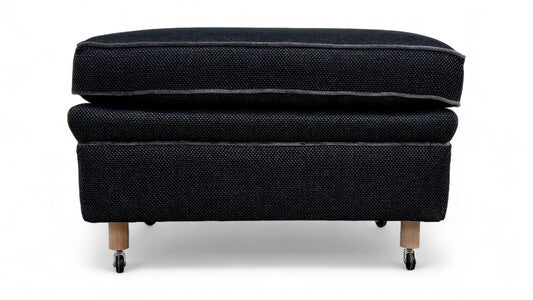 Duresta ‘McMann’ Navy Fabric Footstool on Caster Legs - Image 3