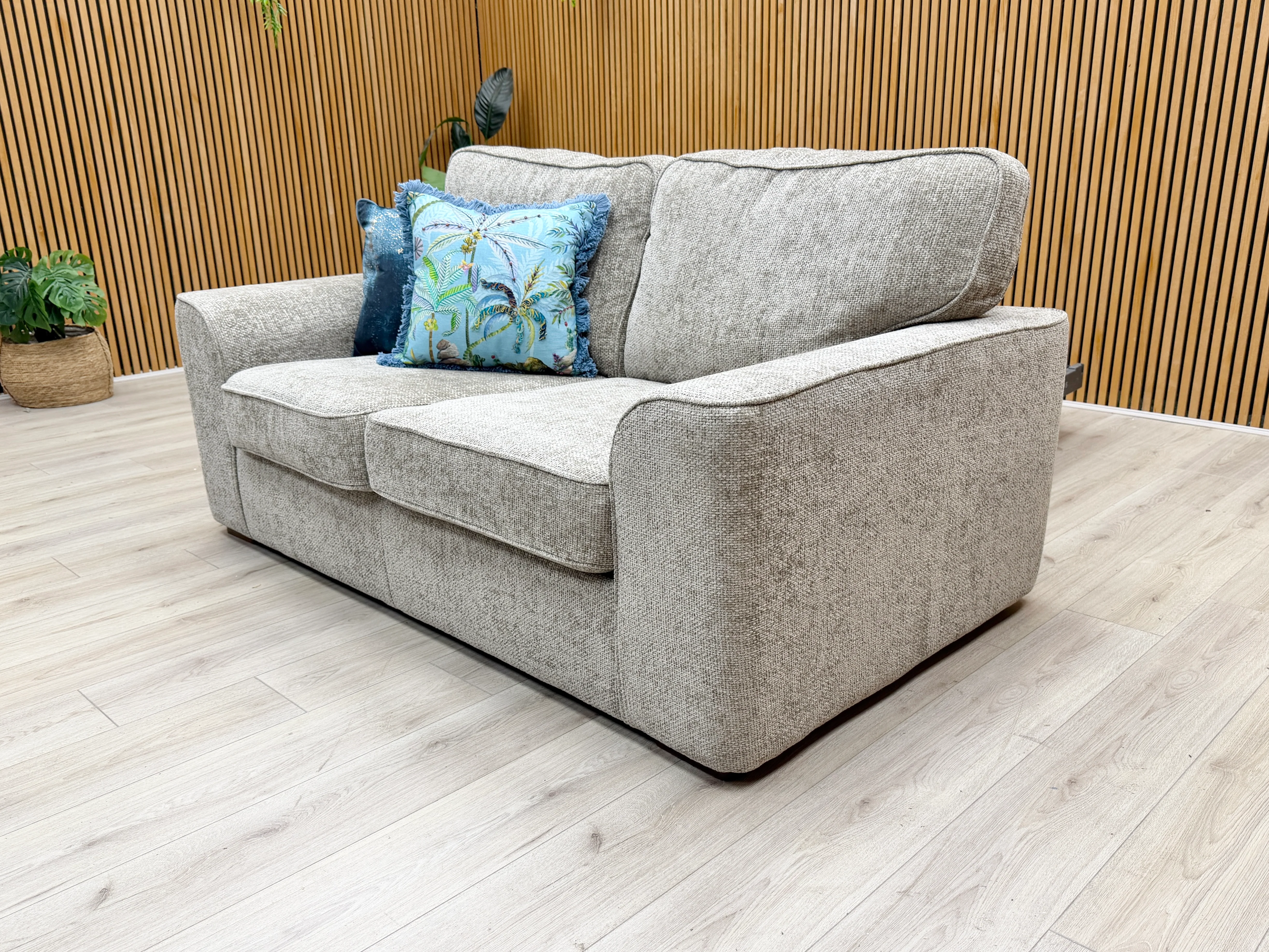 'Emilia' Silver Fabric 2 Seater Sofa Bed - Image 3