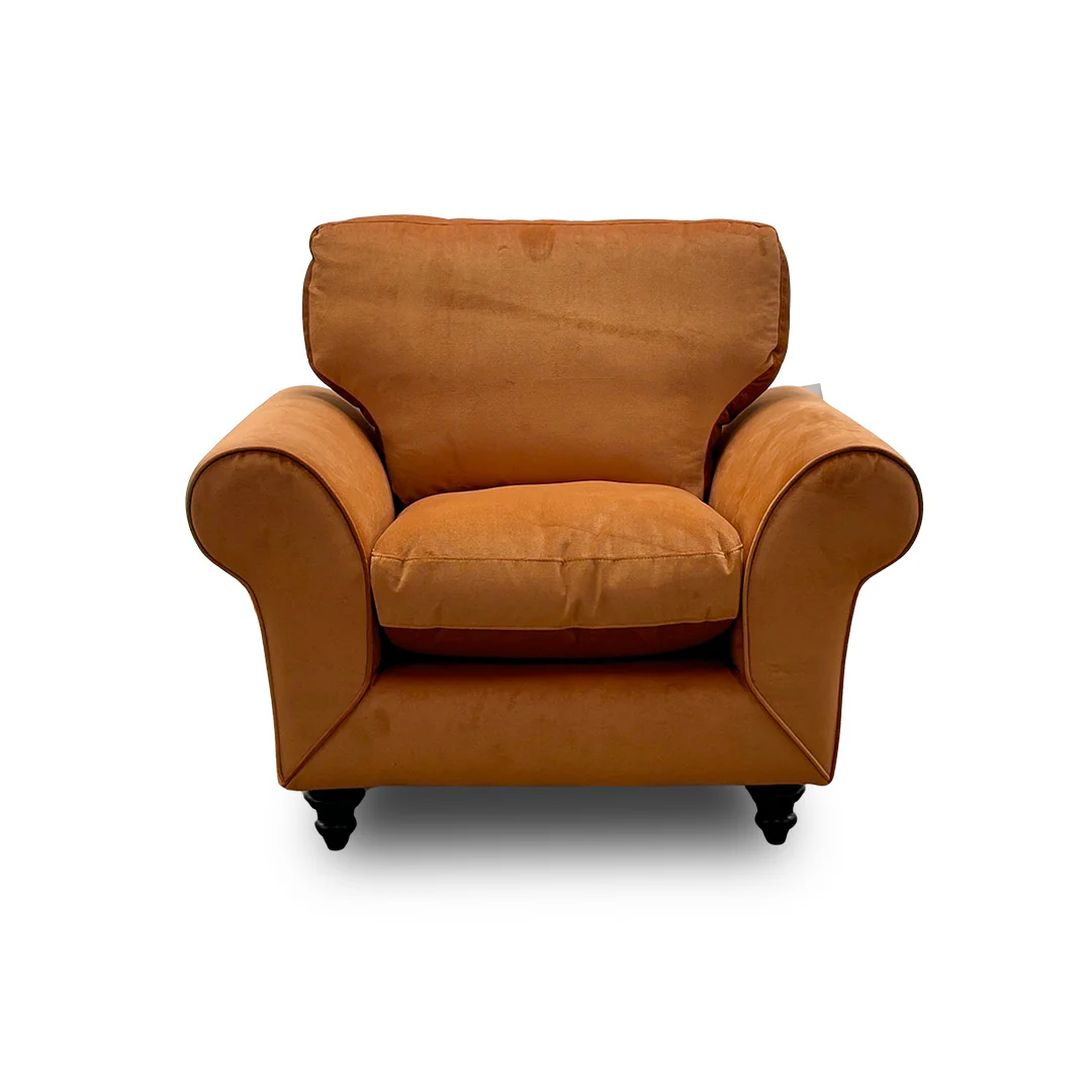 ‘Evelyn’ Marmalade Abbey Velvet Armchair - Image 3