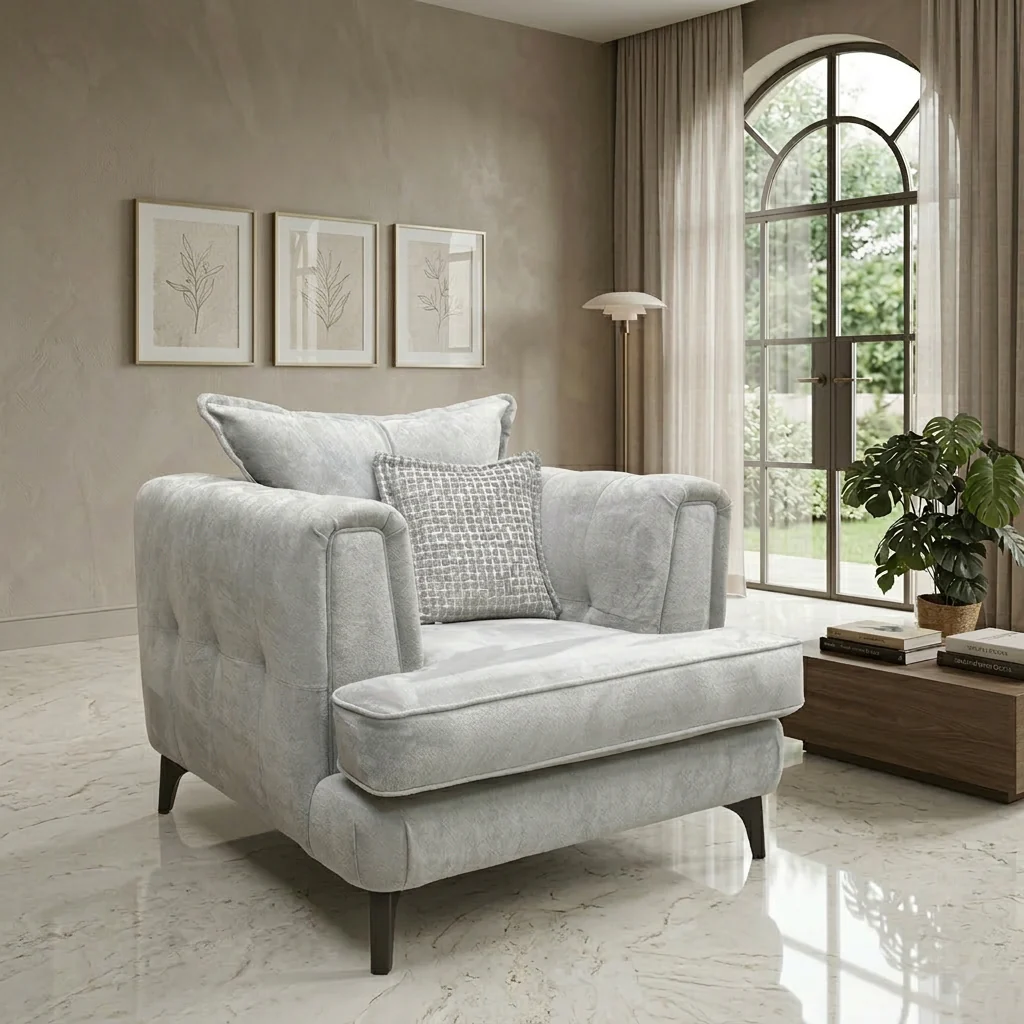 ‘Farrah’ Riga Silver - Zena Silver Dw Fabric Classic Back Chair - Image 2