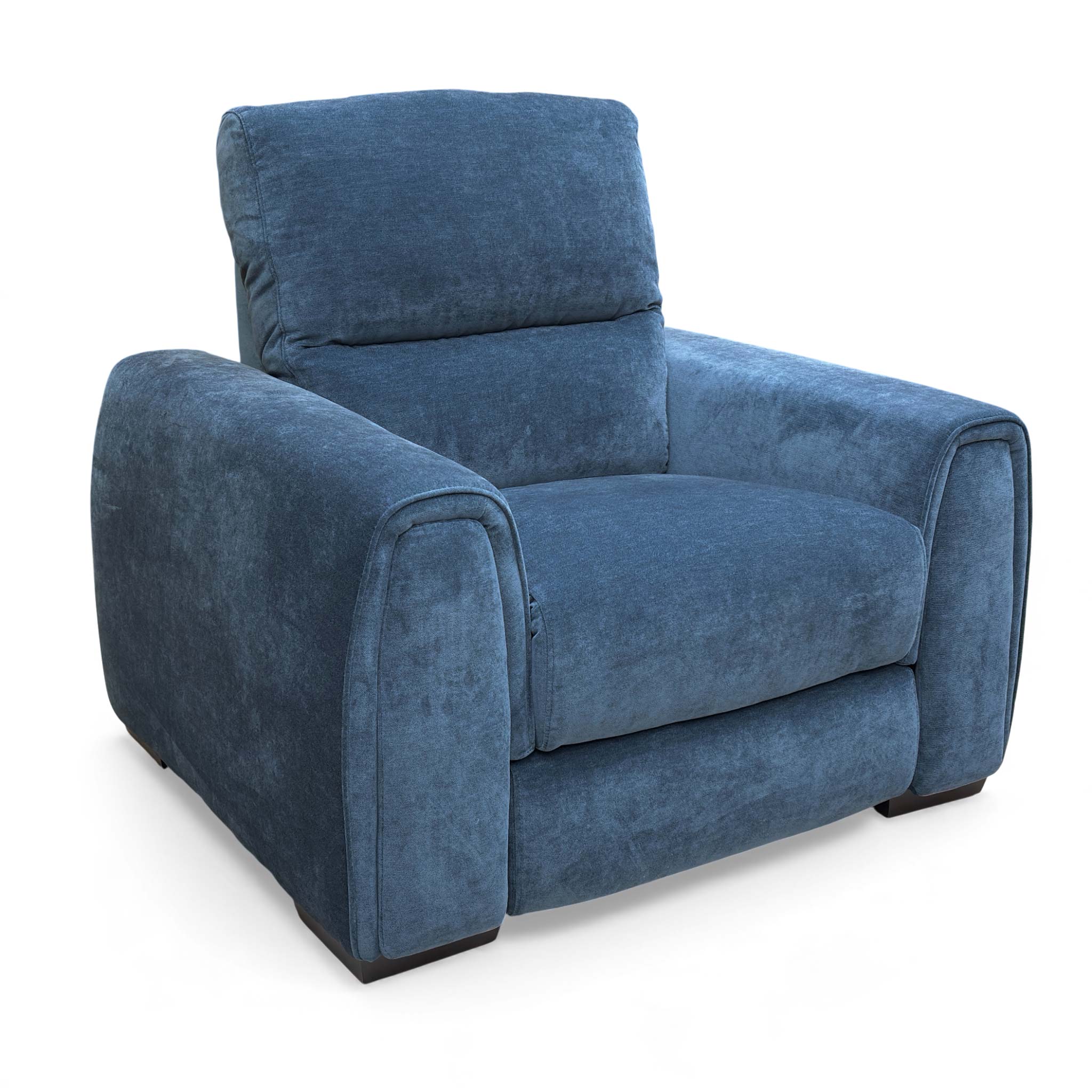 ‘Flex’ Fab-Can-R330 Steel Blue Velvet Power Recliner Armchair with Storage Arms - Image 7