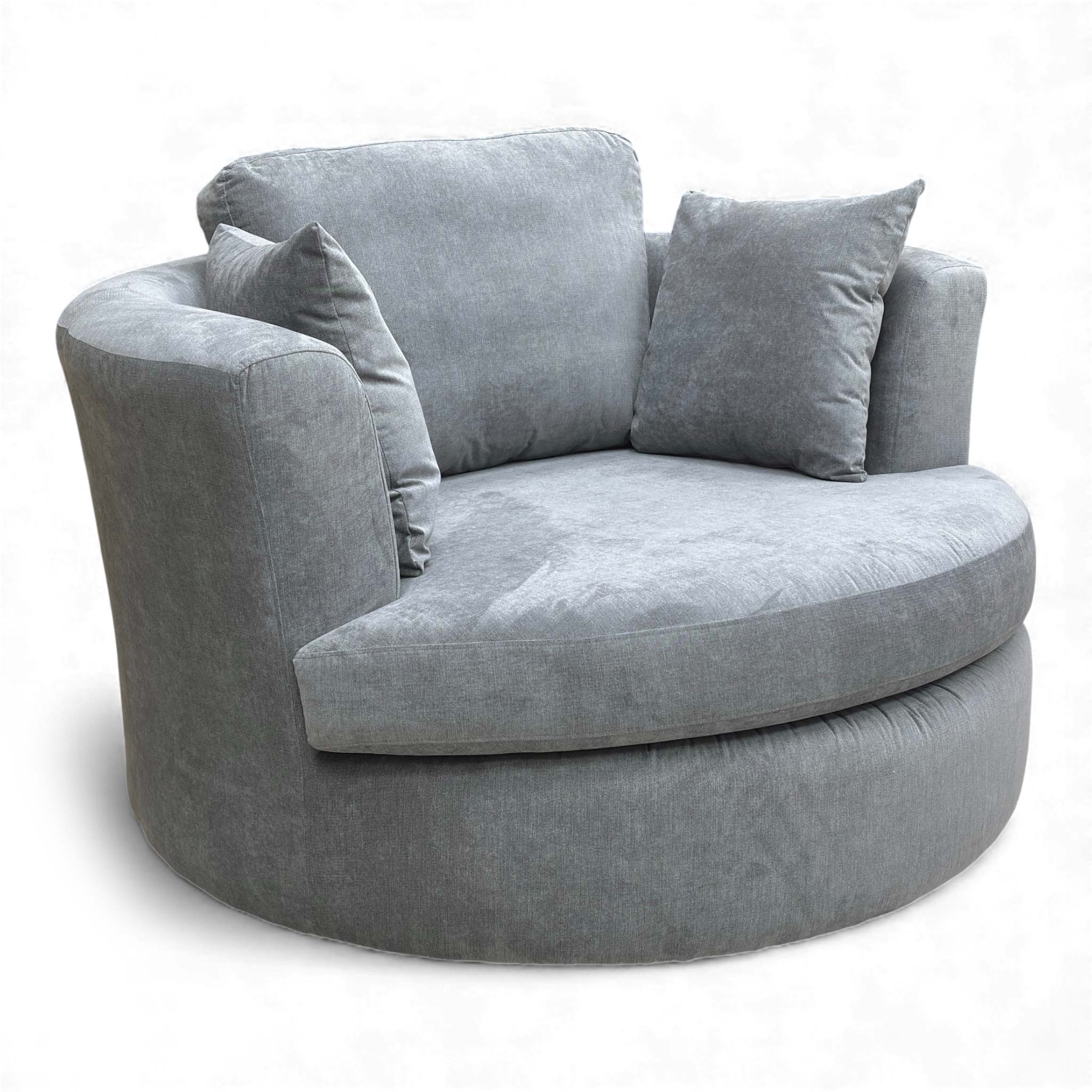 ‘Freya’ Graphite Grey Plaza Linen Large Swivel Chair