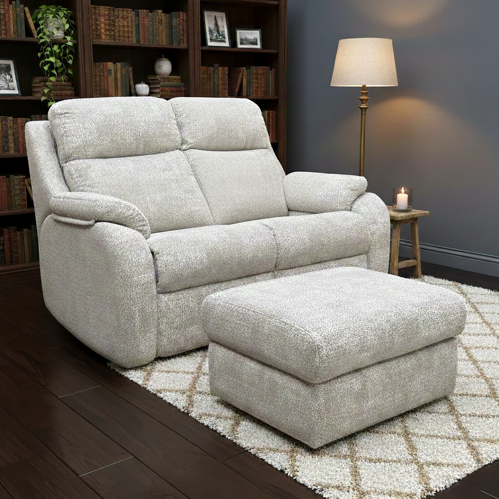 G Plan 'Kingsbury' B045 Aerial Horizon Fabric 2 Seater Sofa + Storage Footstool - Image 2