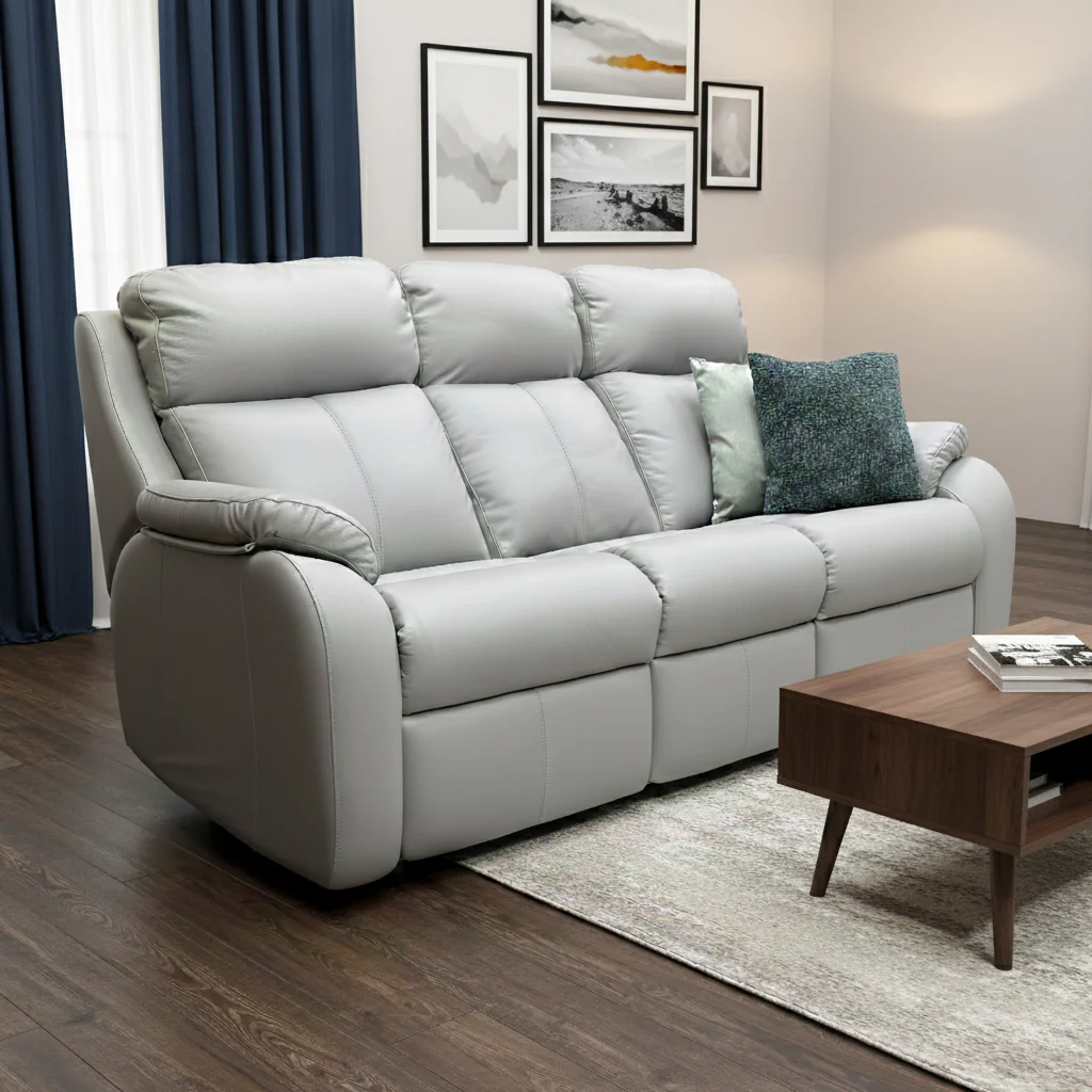 G Plan 'Kingsbury' L842 Cambridge Grey Leather 3 Seater Sofa - Image 2