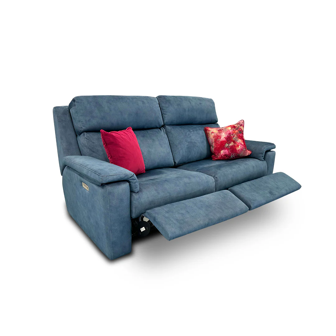 G Plan 'Thornbury' Stingray Indigo 3 Seater Velvet Power Recliner Sofa with Power Headrests and Power Lumbar