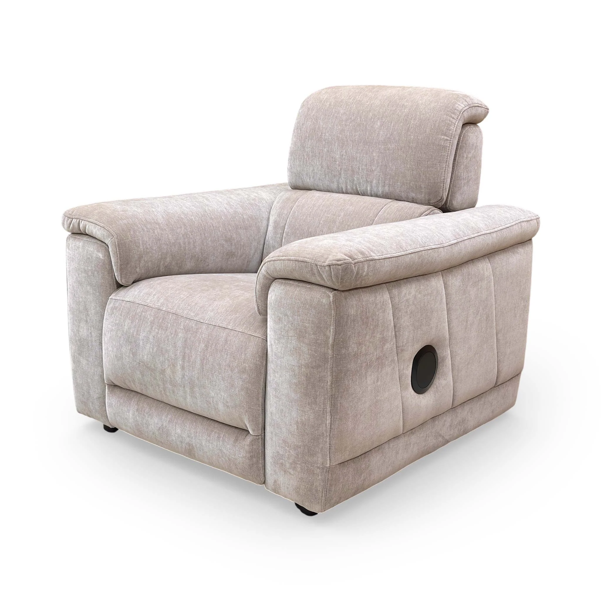 ‘Genius’ Nutmeg Fabric Power Recliner Media Chair With Telescopic Headrests and Bluetooth Speakers - Image 9