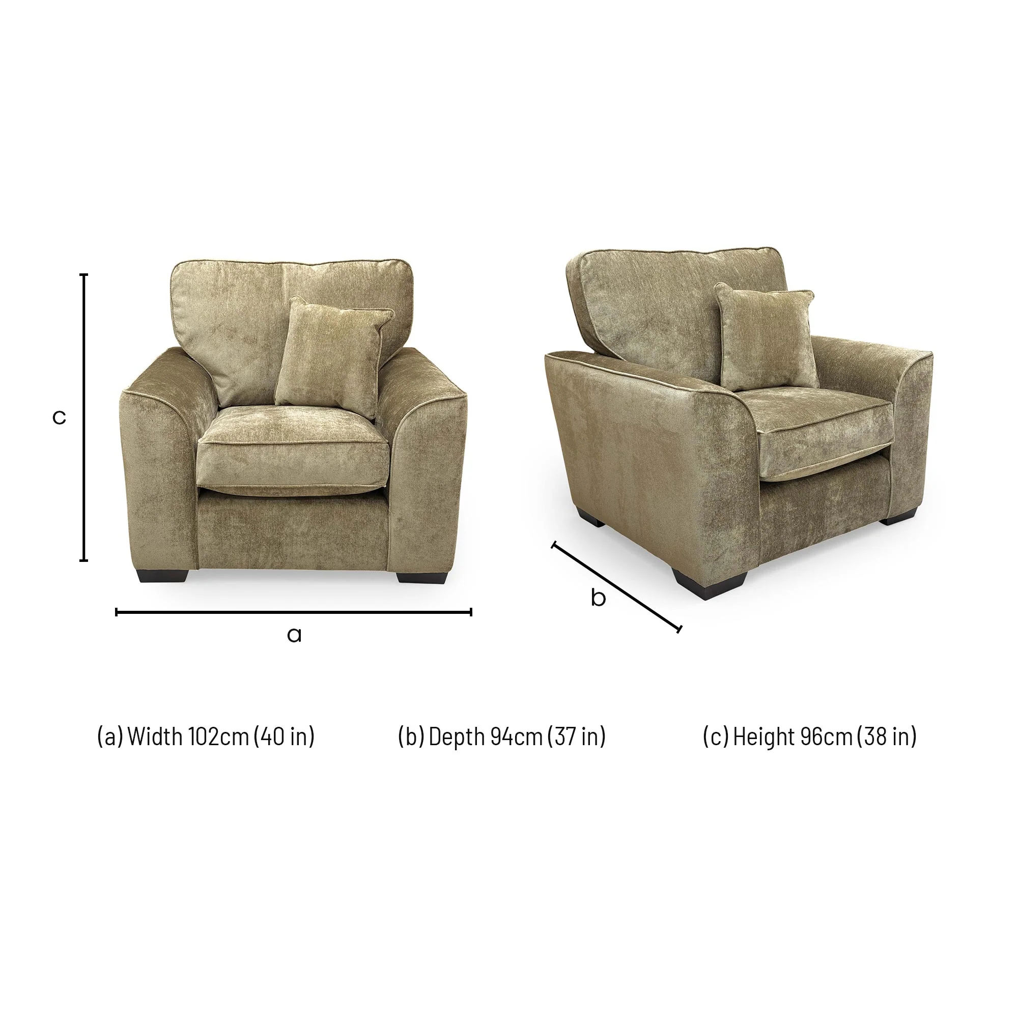 'Harvey' Olive Green Derwent Soft Weave Fabric Armchair - Image 7