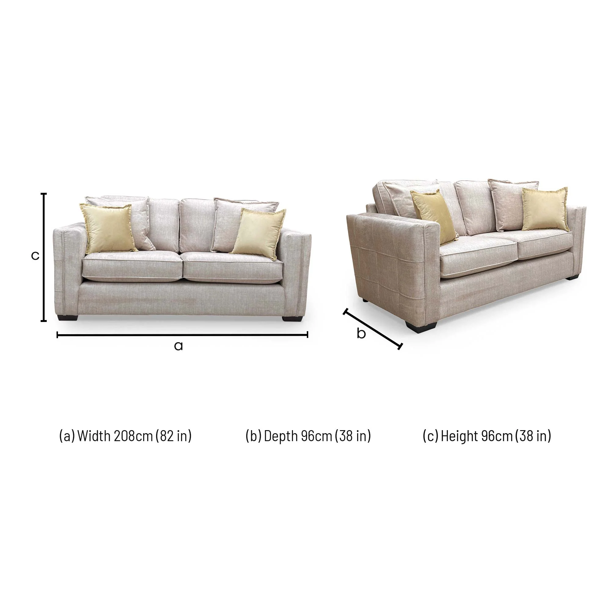 'Harvey' Truffle Derwent Soft Weave Fabric 3 Seater Sofa - Image 7