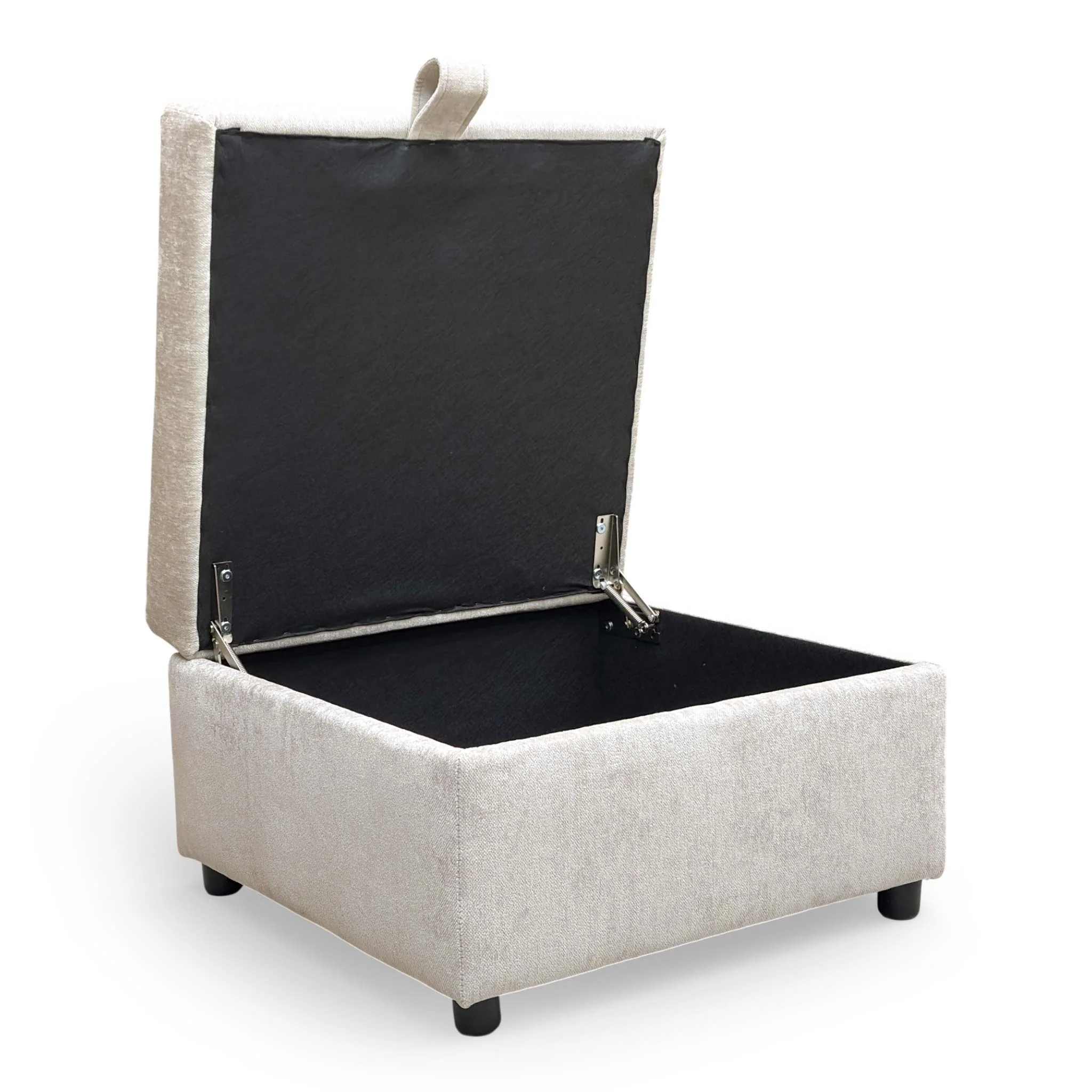 ‘Harvey’ Truffle Derwent Soft Weave Fabric Storage Footstool - Image 5