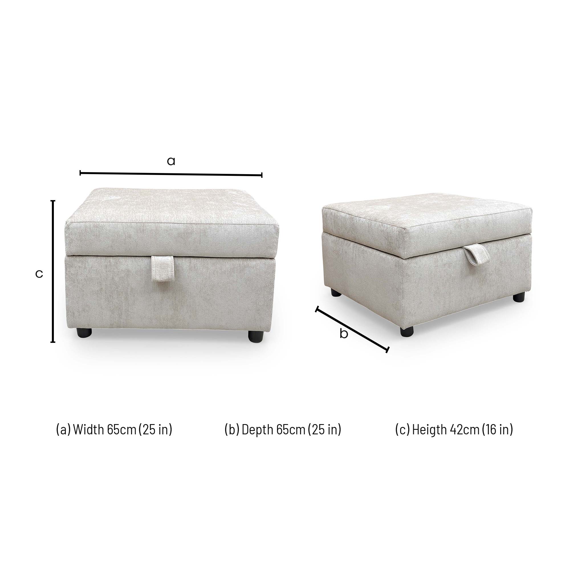 ‘Harvey’ Truffle Derwent Soft Weave Fabric Storage Footstool - Image 9