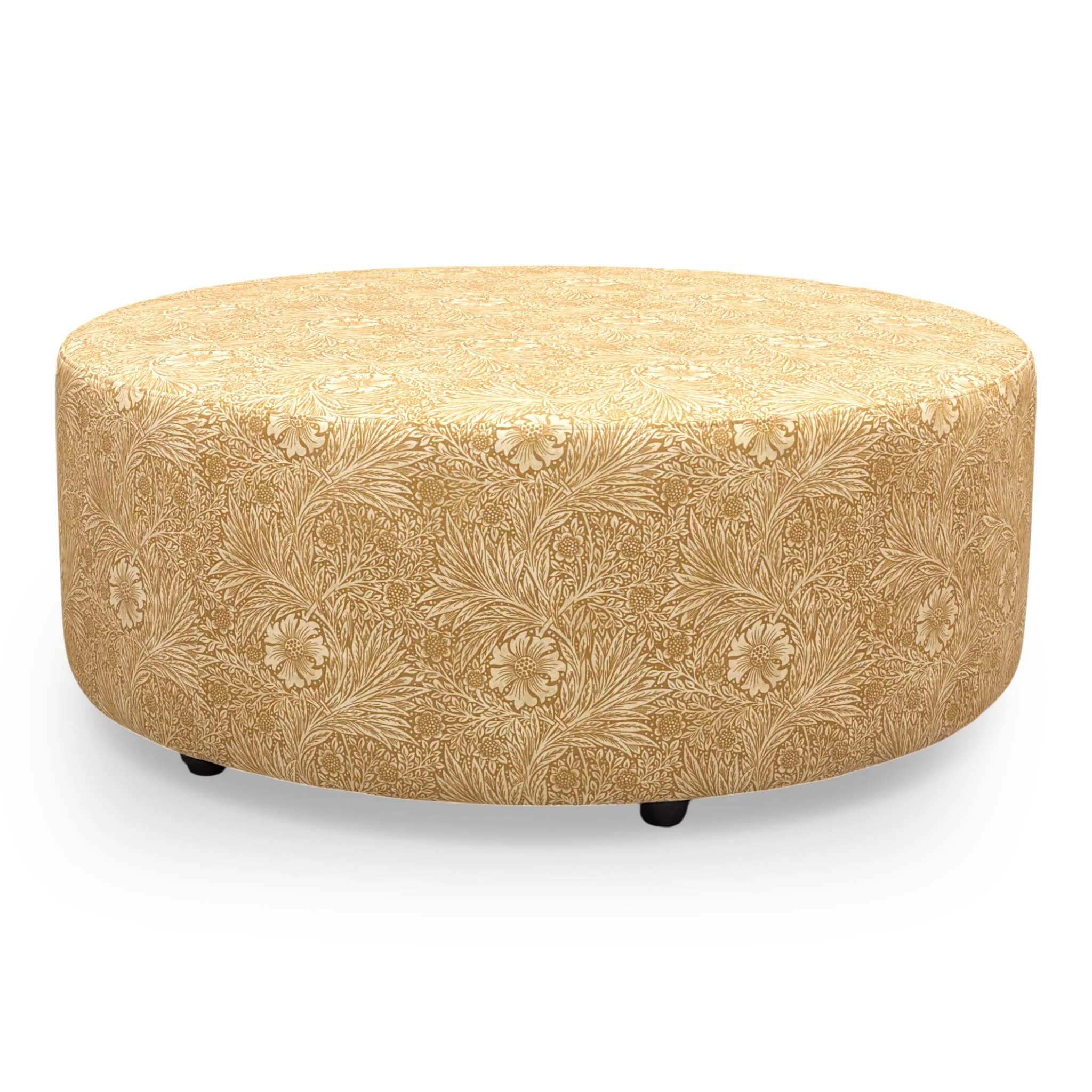 ‘Iris’ Yellow Velvet Floral Patterned Footstool - Image 4