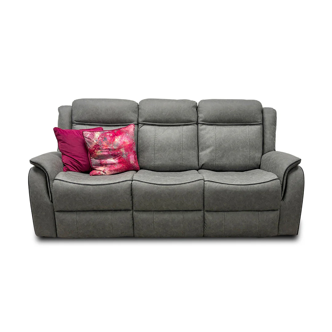 'Kardashian' Grey Endurance Fabric Manual Recliner 3 Seater Sofa - Image 3