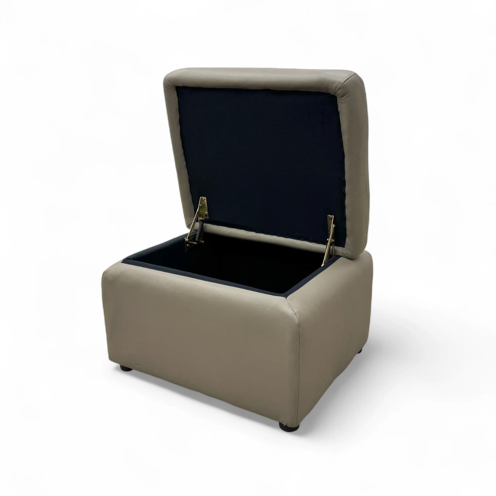 ‘Lawrence’ Lead Grey Leather Small Storage Footstool - Image 7