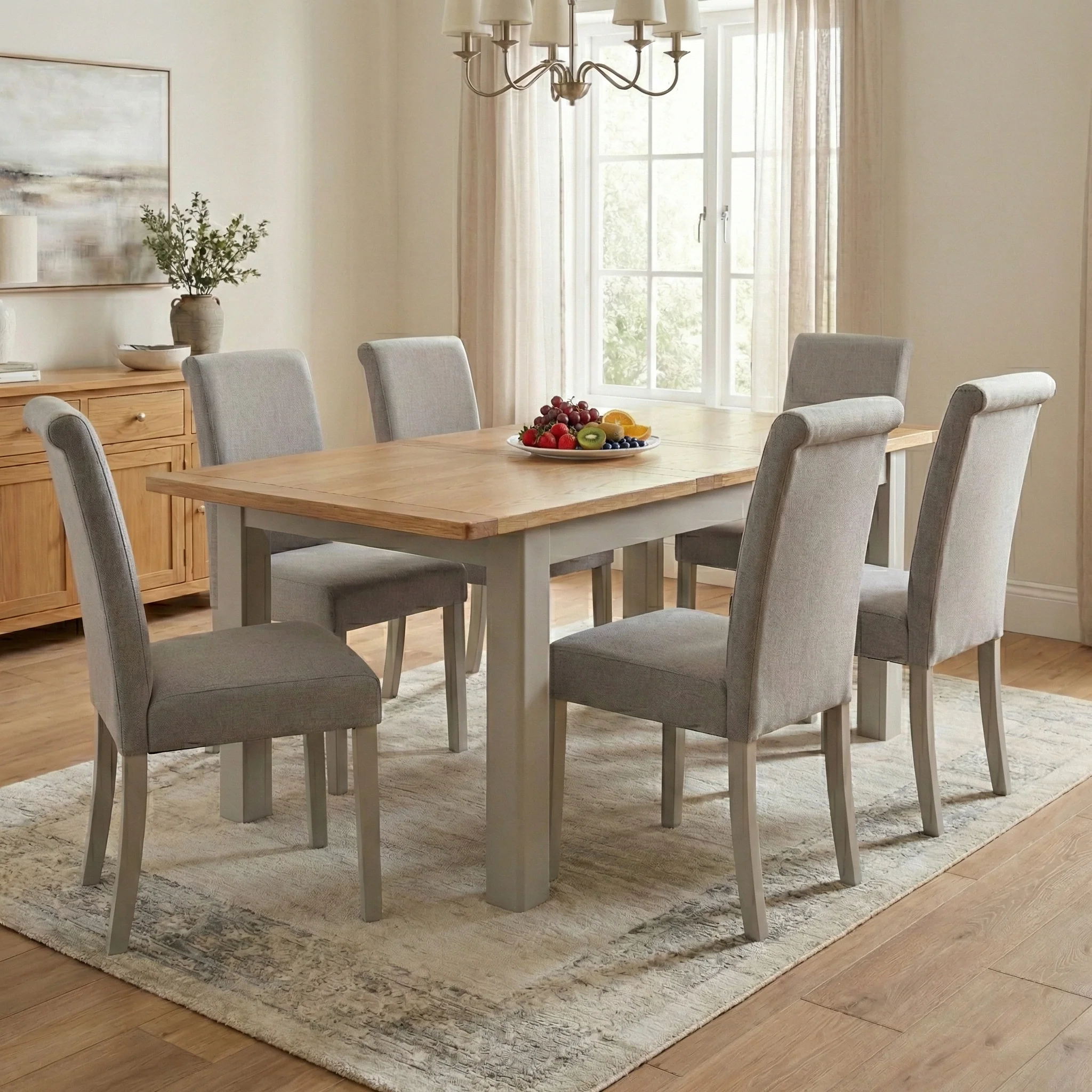 ‘Lewis’ Rectangular 160cm Extending Dining Table - Image 2