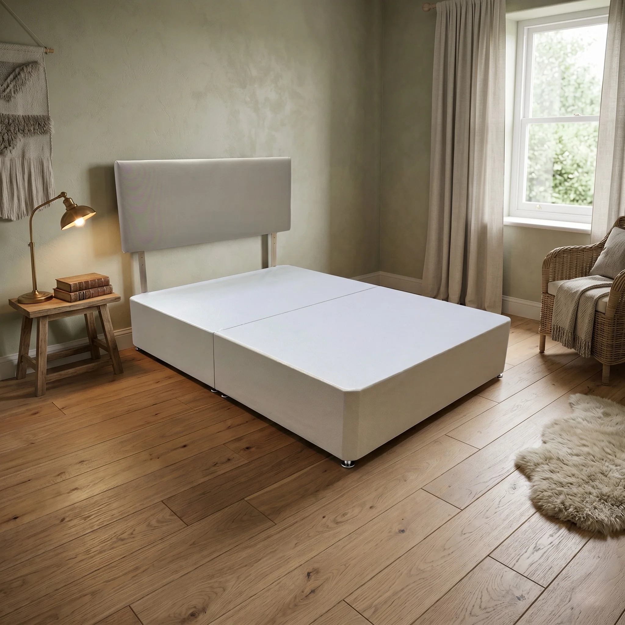 ‘Lyon’ Sandstone Fabric King Bed - Image 2