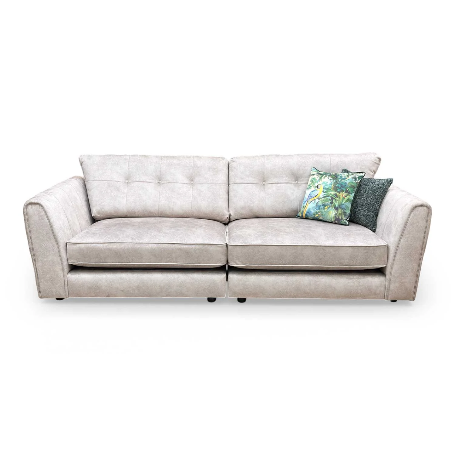 ‘Mariah' Dapple Cream-Tri No Insert Velvet Classic Back 4 Seater Split Frame Sofa (Ariana) - Image 4
