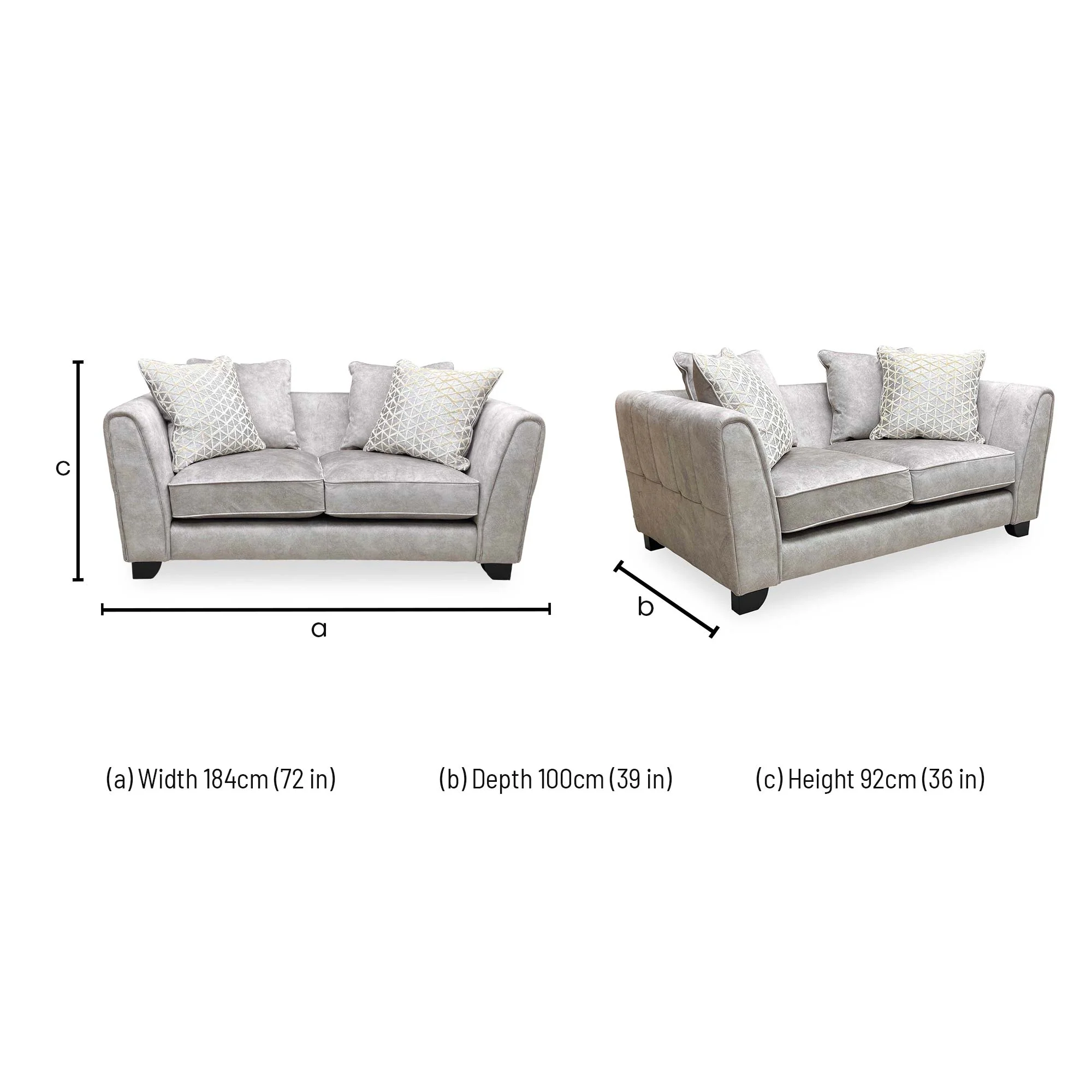 ‘Mariah’ Dapple Velvet Cream-Tri No Insert Scatter Back 2 Seater Sofa (Ariana) - Image 7